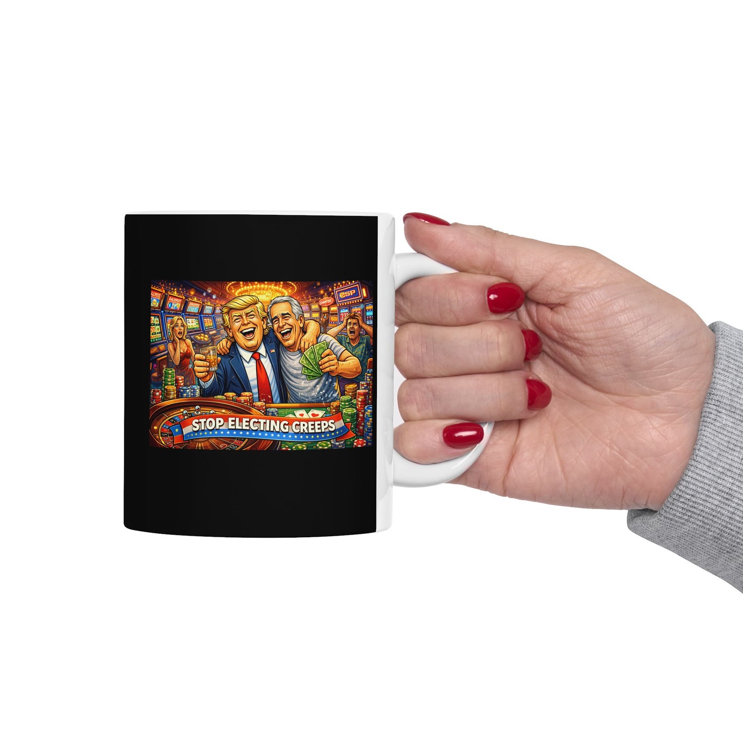Gamer Arcade Ceramic Mug — Retro Slot Machine Art Coffee Cup (11oz & 15oz)