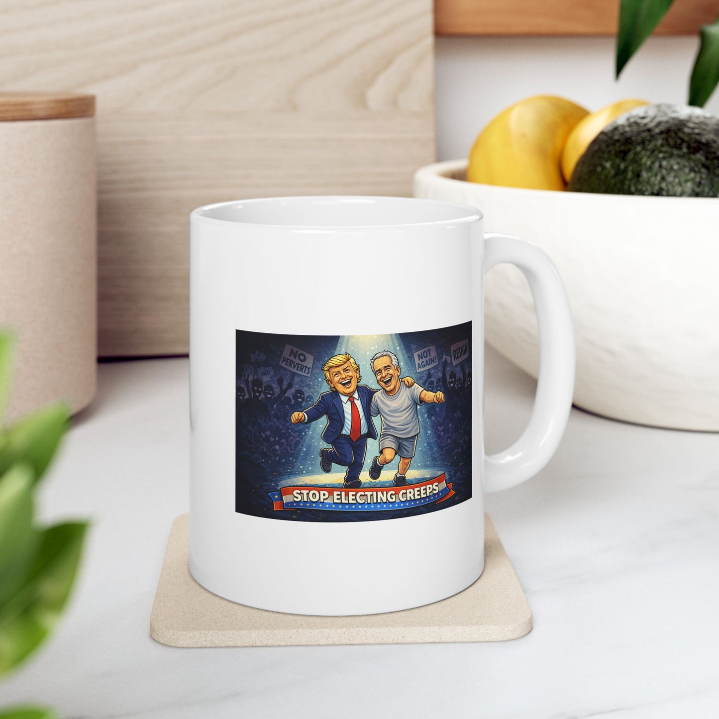 Ceramic Mug — Retro Neon Motorcycle Nightscape Coffee Cup (11oz, 15oz)