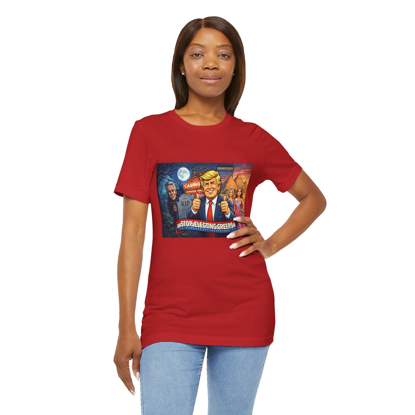 Stop Electing Creeps Tee — Satirical Political Graphic T‑Shirt