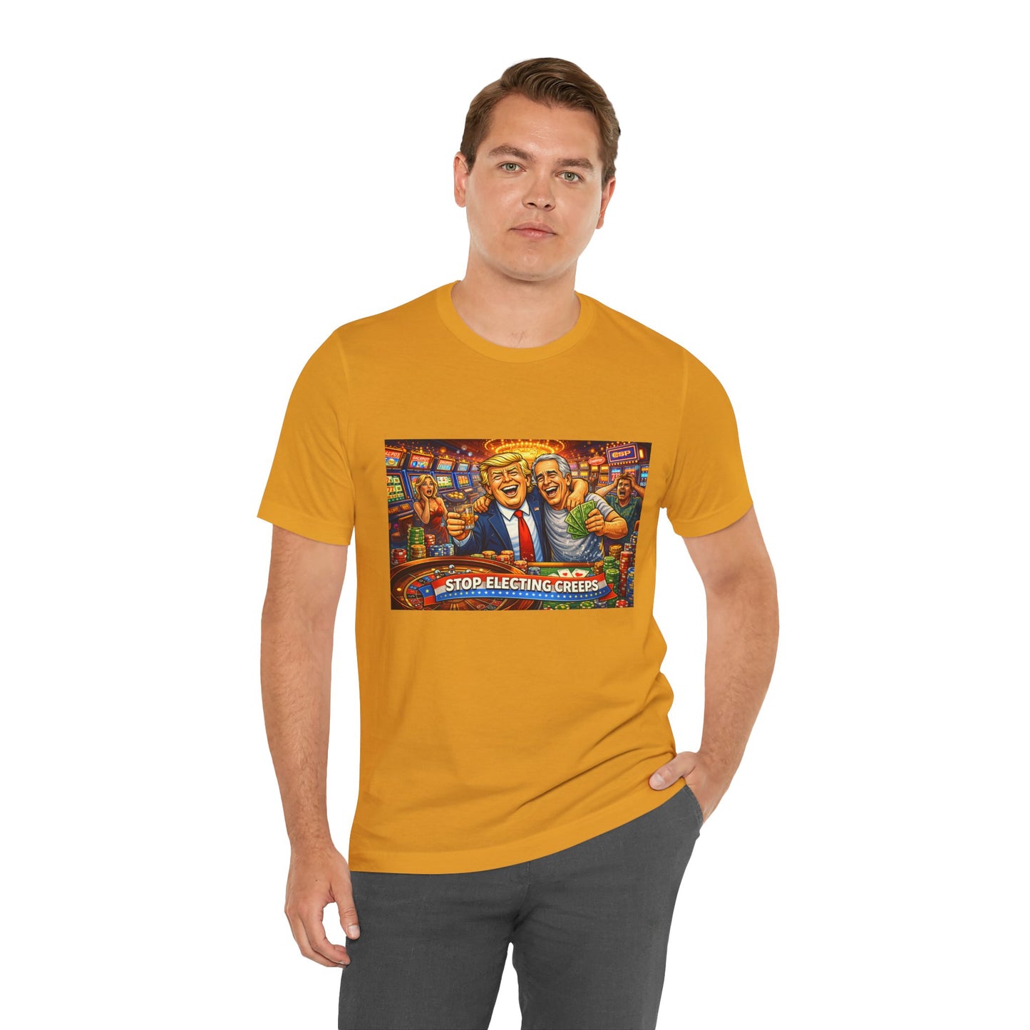 Stop Electing Creeps Graphic Tee — Political Satire T‑Shirt