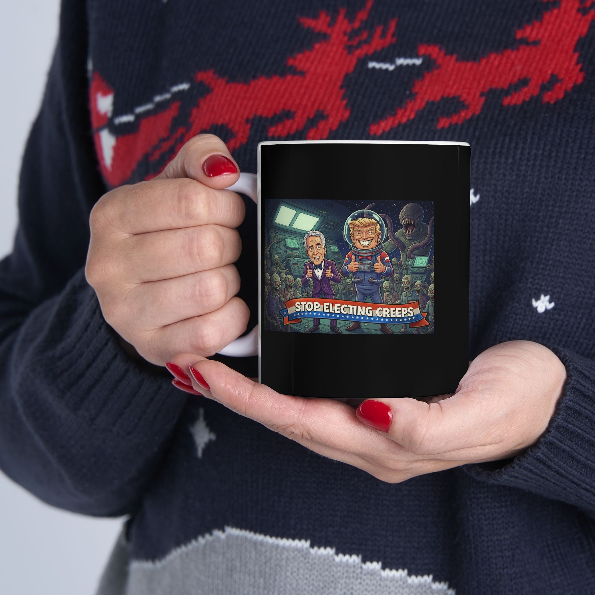 Coffee Mug - Retro Arcade Skeletons Gaming Scene (11oz/15oz)