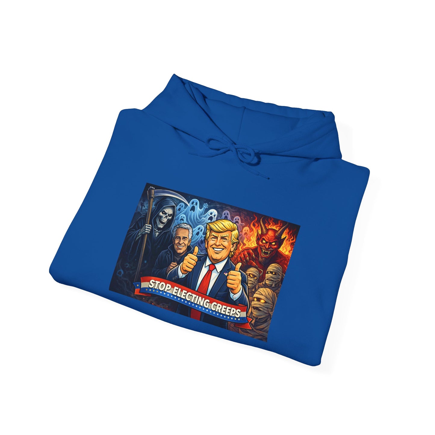 Political Caricature Hoodie — Bold Retro Satire Graphic Sweatshirt