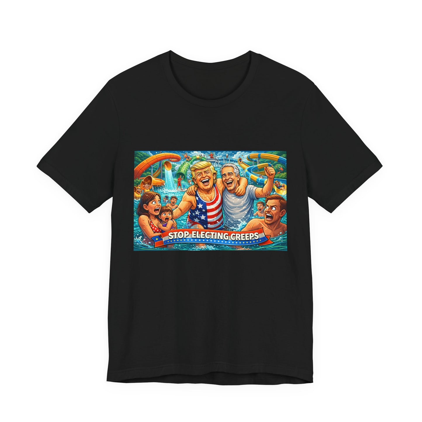 T‑Shirt — "Stop Fleecing Creeps" Beach Party Graphic Tee