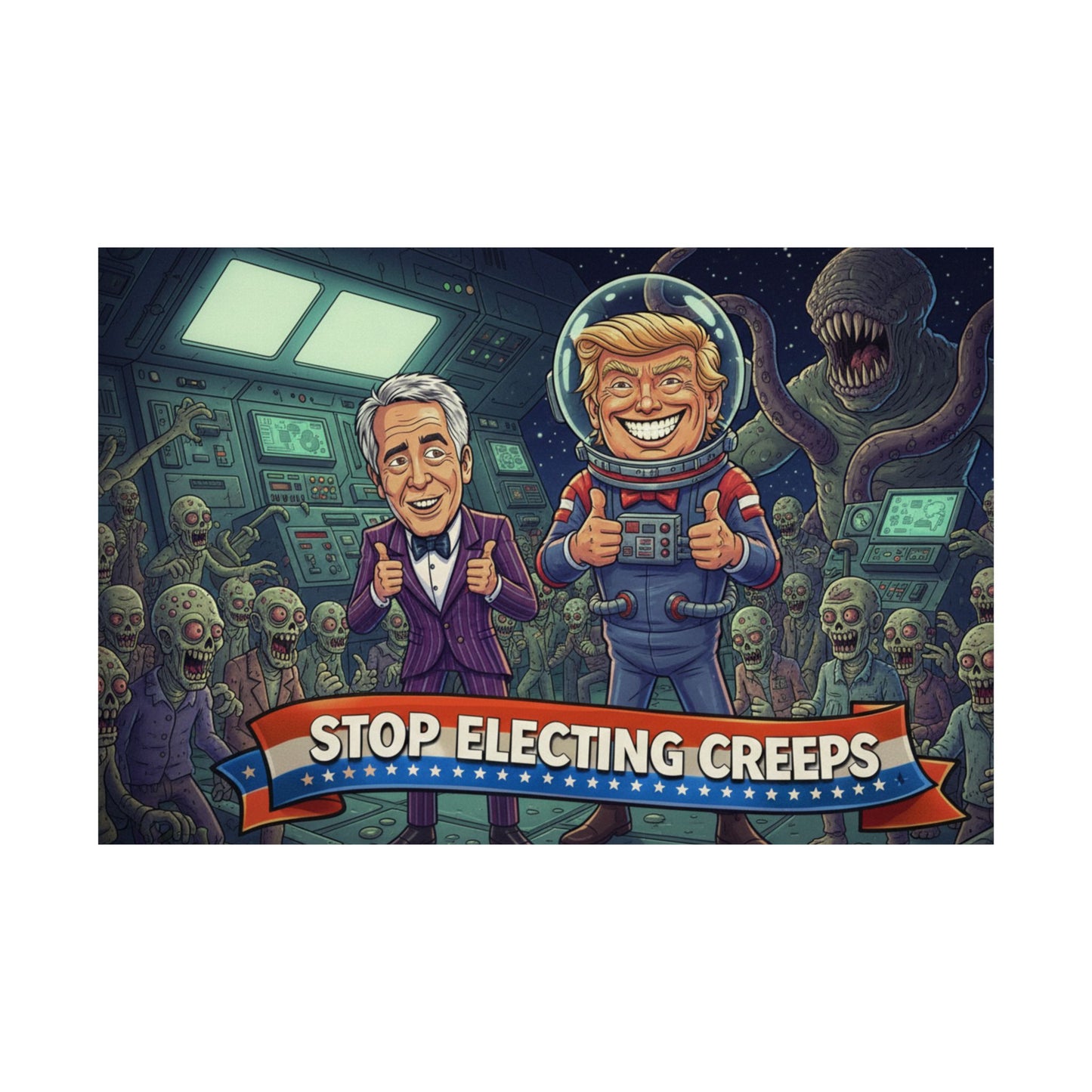 Political Satire Poster — "Stop Electing Creeps" Matte Horizontal Print