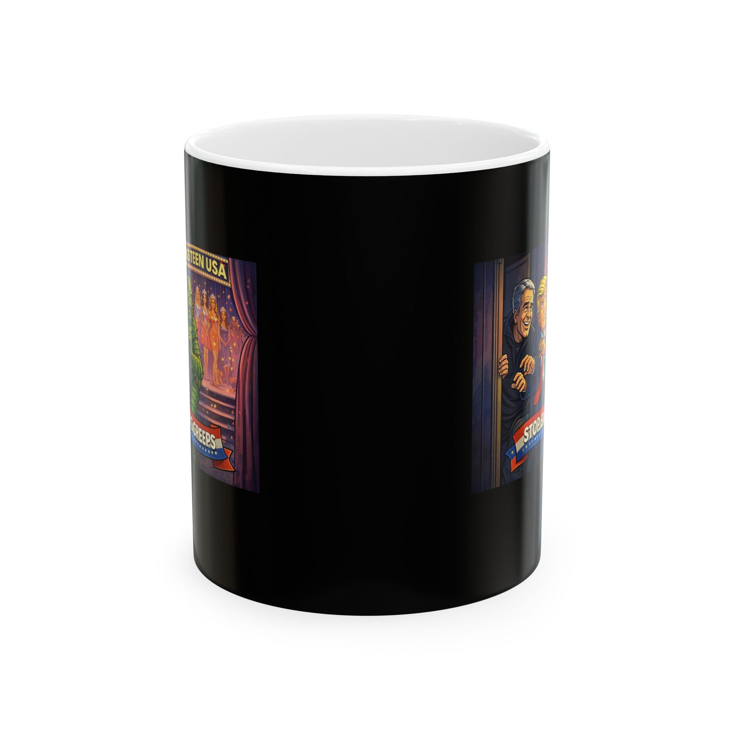 Vintage Stage Curtain Coffee Mug with Showbiz Illustration