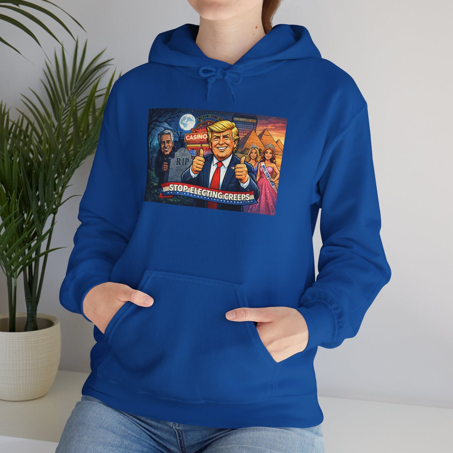 Political Hoodie — 'Make America Grateful' Cartoon Trump & Supporters Graphic Hoodie