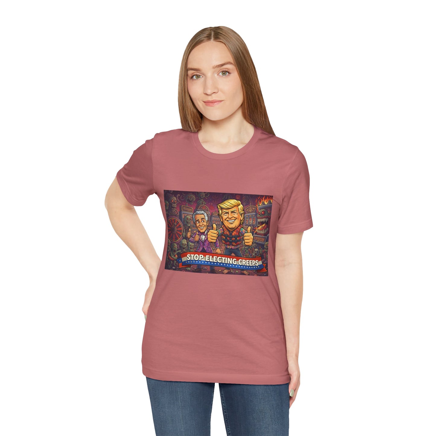 Political Satire Tee — "Stop Electing Creeps" Graphic Shirt