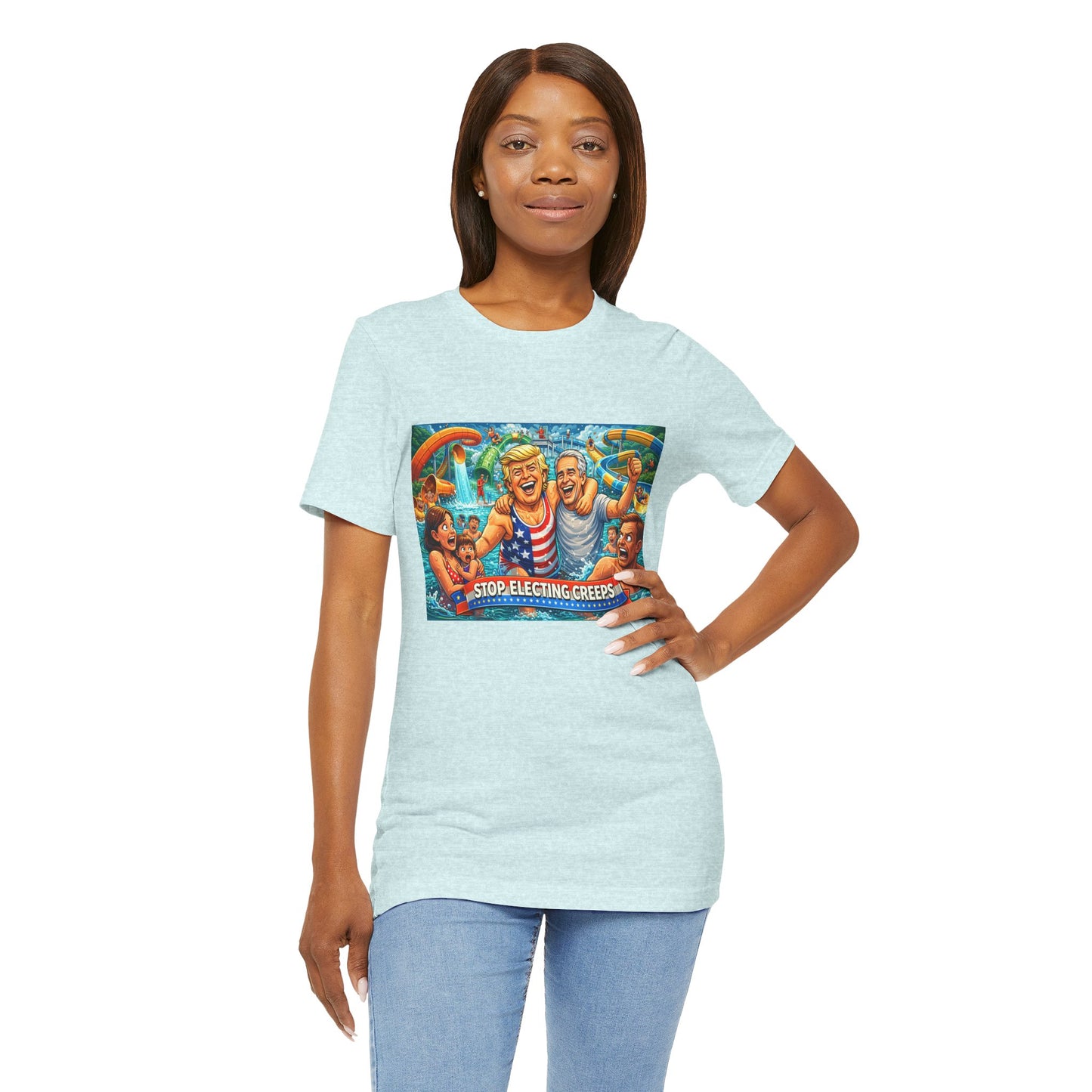 T‑Shirt — "Stop Fleecing Creeps" Beach Party Graphic Tee