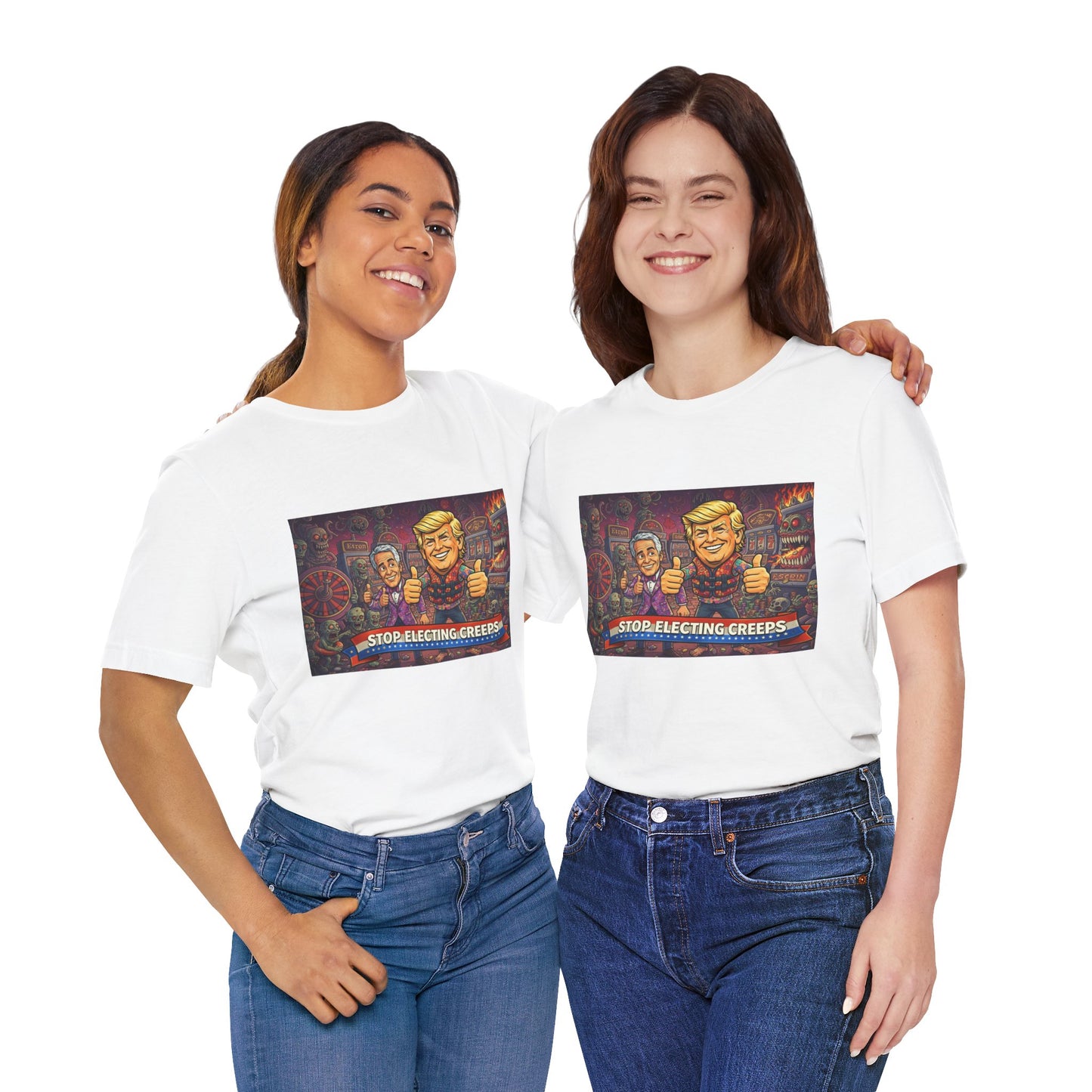 Political Satire Tee — "Stop Electing Creeps" Graphic Shirt