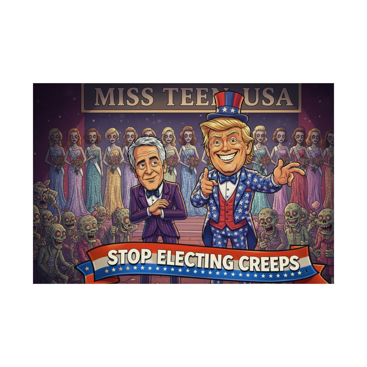 Matte Horizontal Poster — “Stop Electing Creeps” Political Satire Art