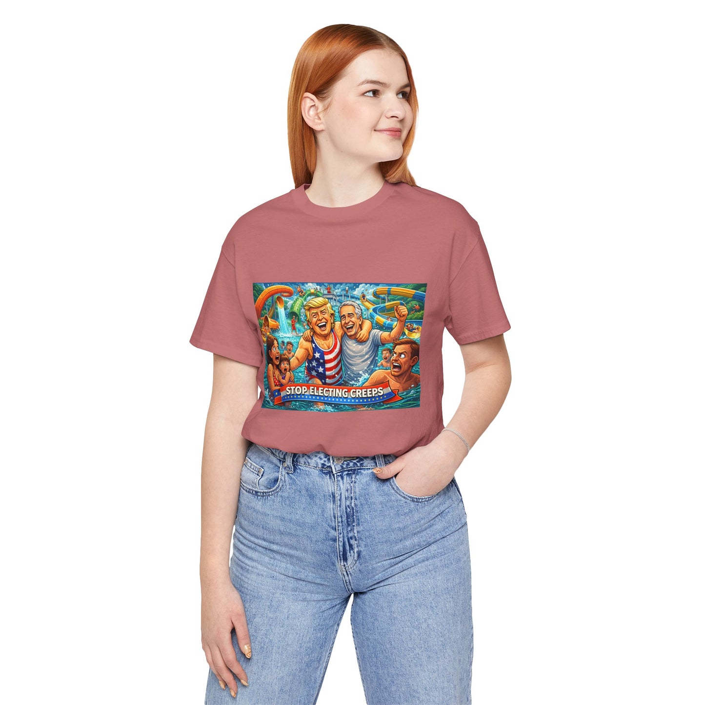 T‑Shirt — "Stop Fleecing Creeps" Beach Party Graphic Tee
