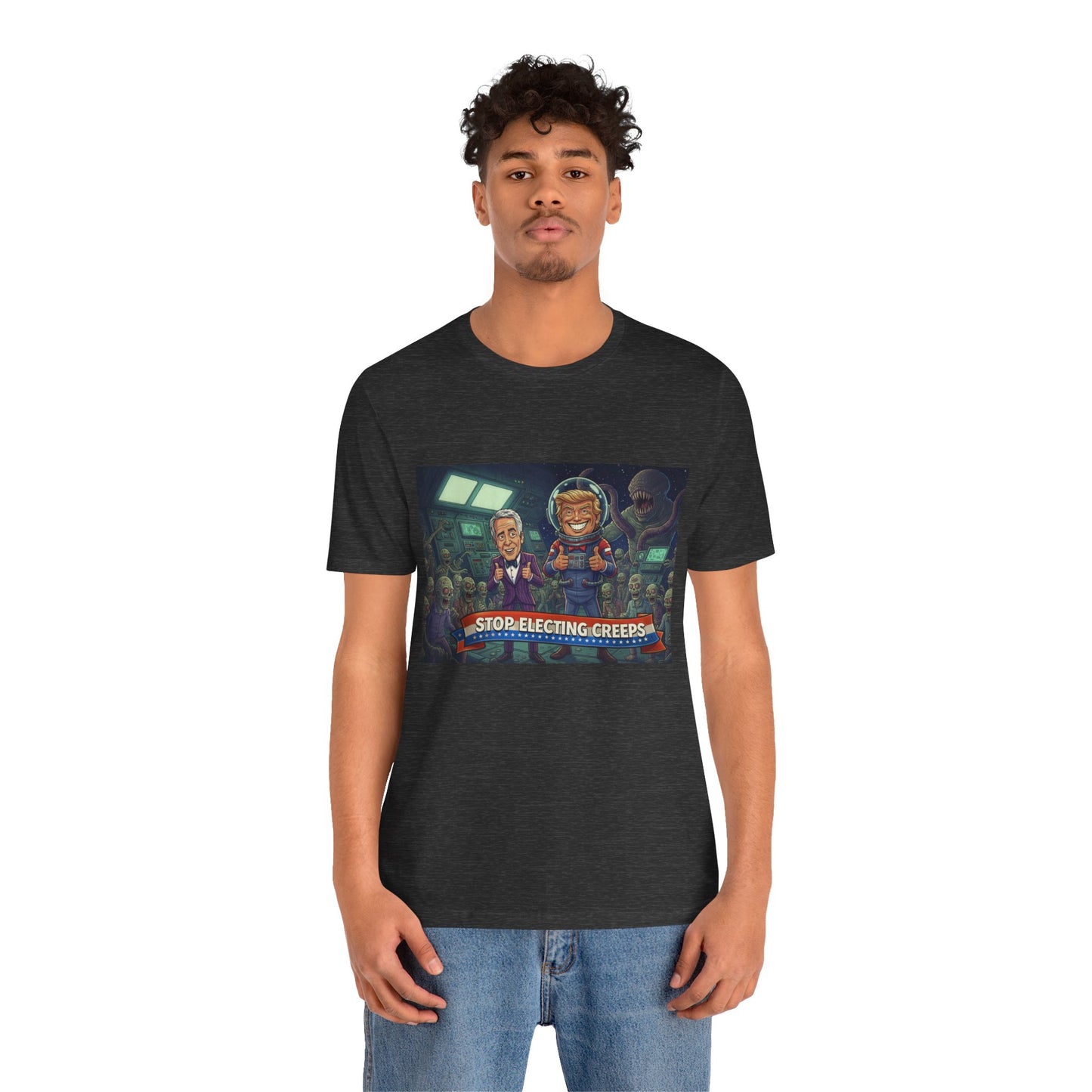 Political Satire Tee — “Stop Electing Creeps” Graphic Shirt