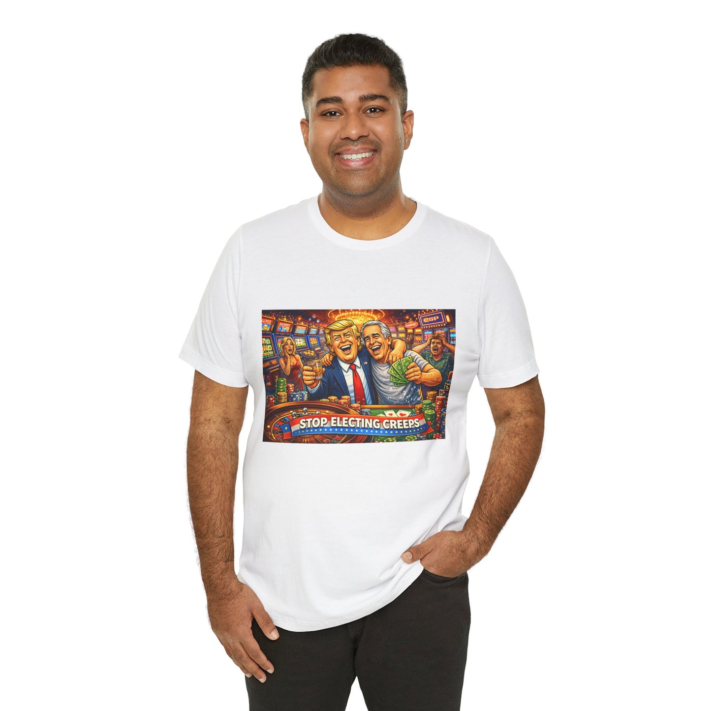Stop Electing Creeps Graphic Tee — Political Satire T‑Shirt