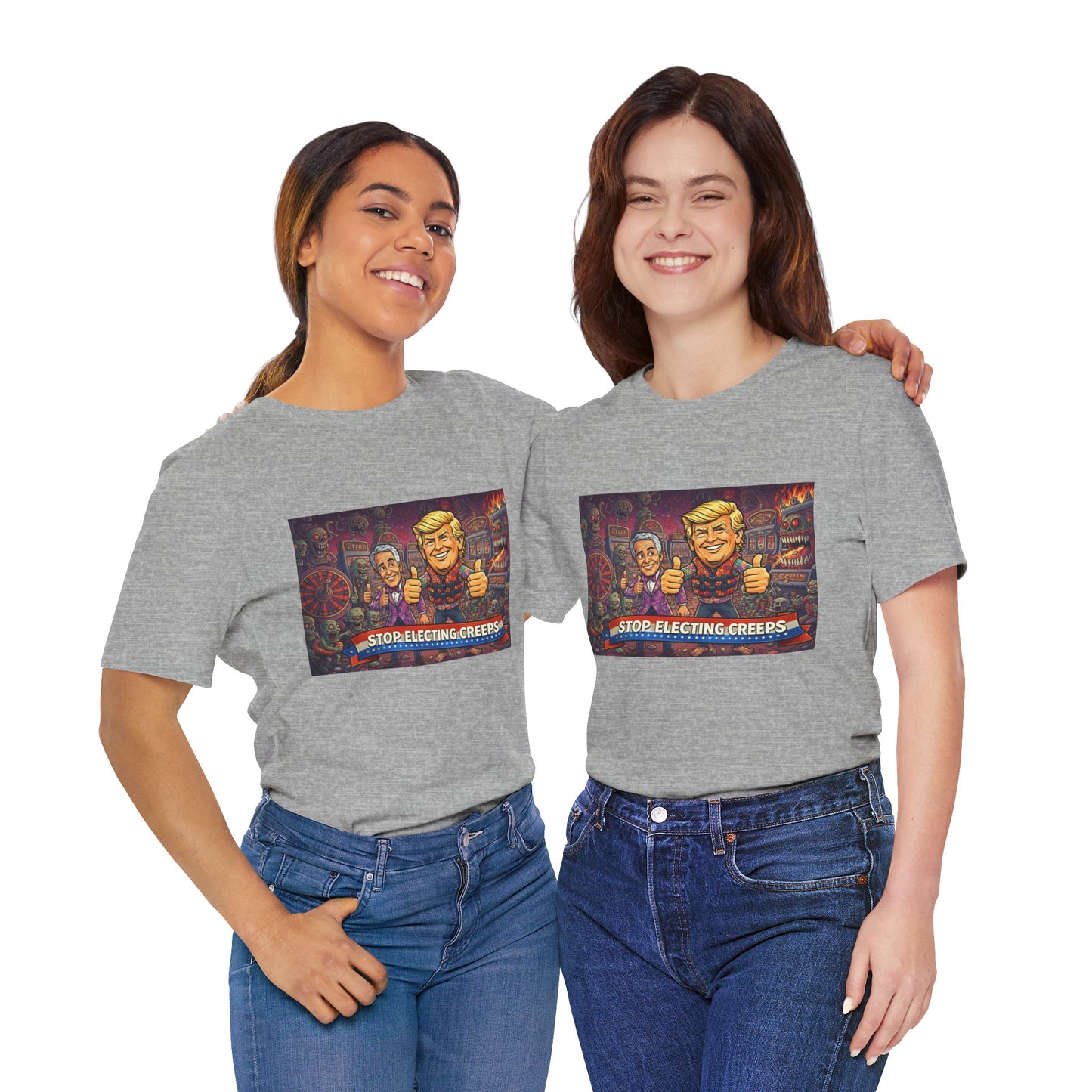 Political Satire Tee — "Stop Electing Creeps" Graphic Shirt