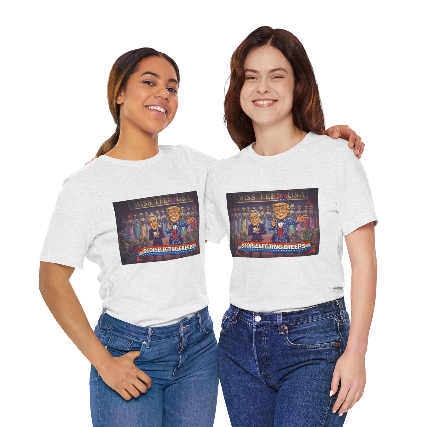 Political Satire Tee – "Stop Electing Creeps" Graphic Shirt
