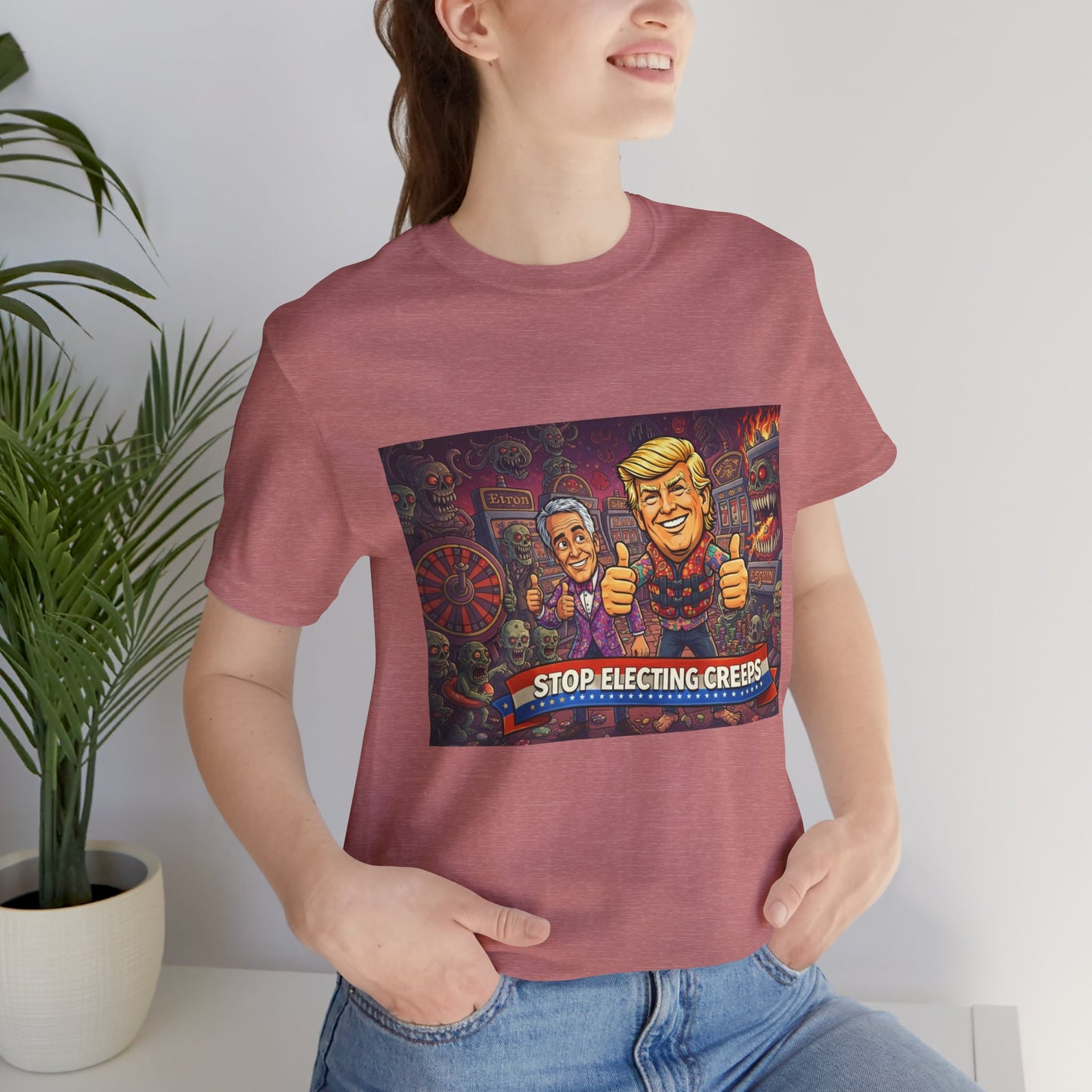 Political Satire Tee — "Stop Electing Creeps" Graphic Shirt