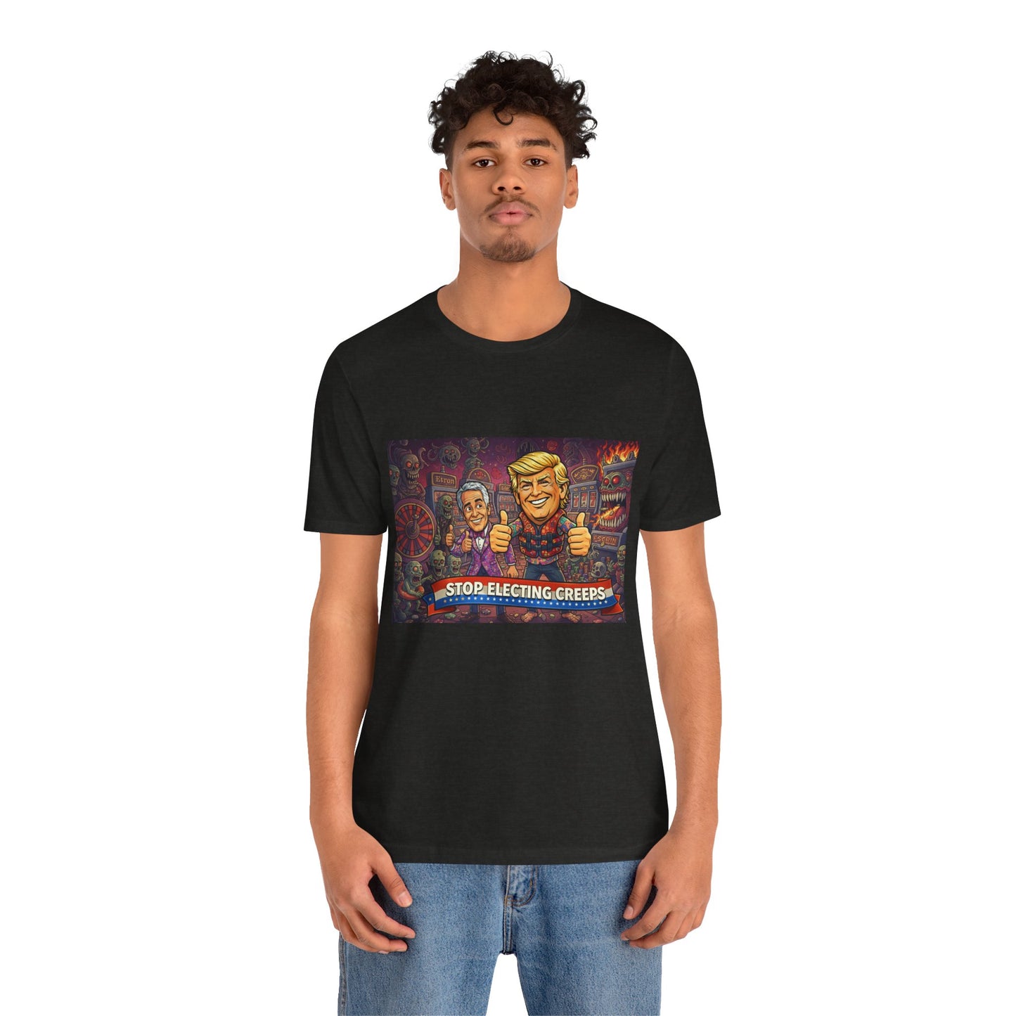 Political Satire Tee — "Stop Electing Creeps" Graphic Shirt