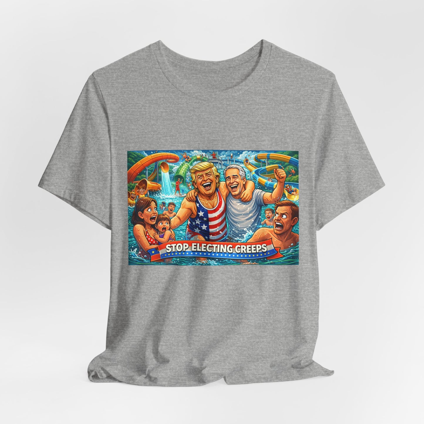 T‑Shirt — "Stop Fleecing Creeps" Beach Party Graphic Tee