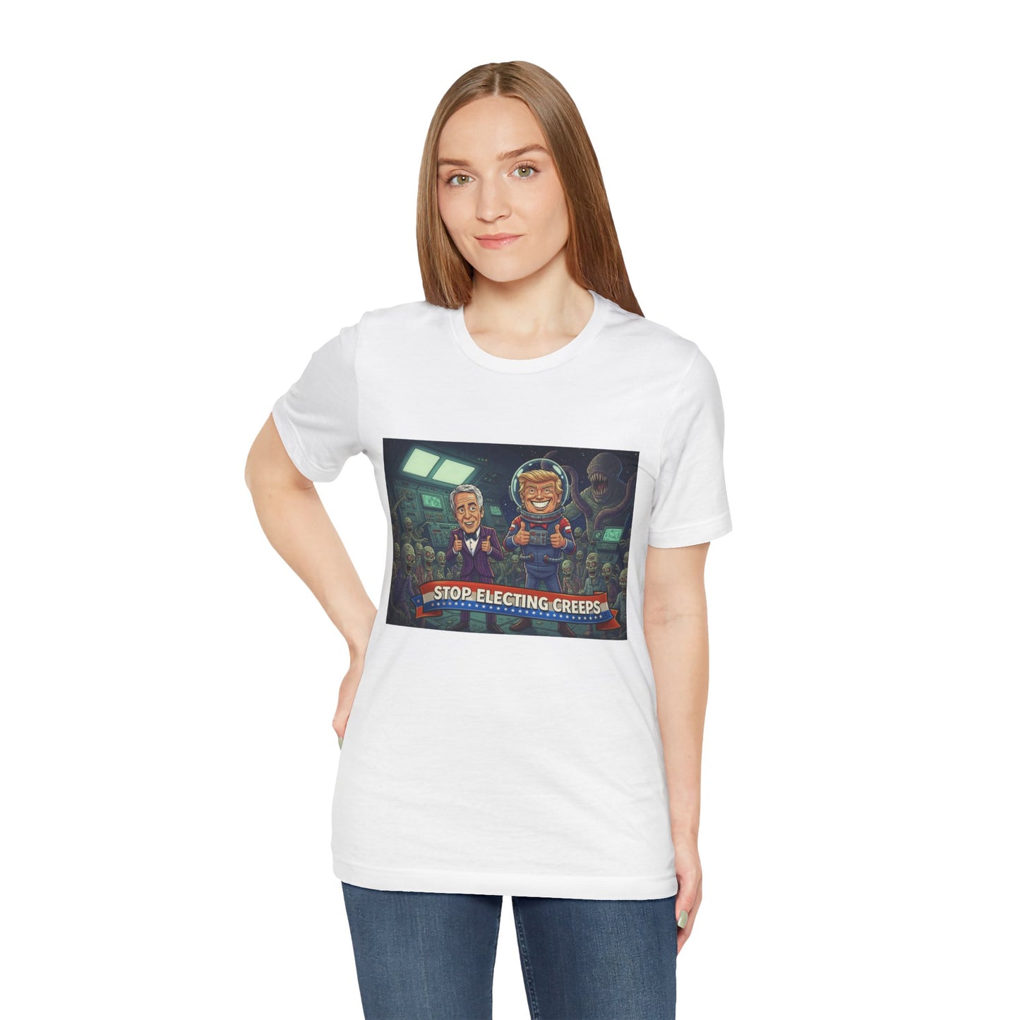 Political Satire Tee — “Stop Electing Creeps” Graphic Shirt