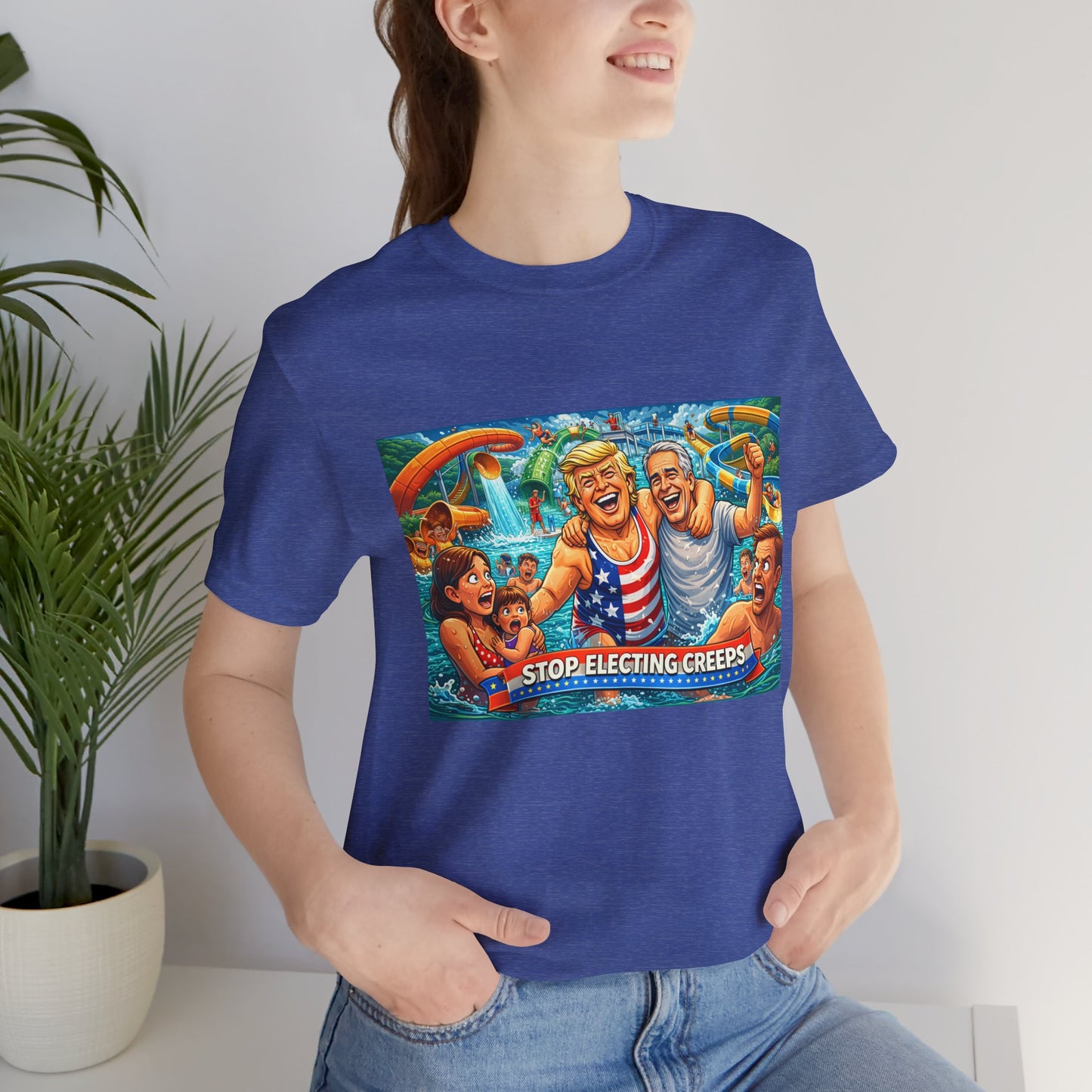 T‑Shirt — "Stop Fleecing Creeps" Beach Party Graphic Tee