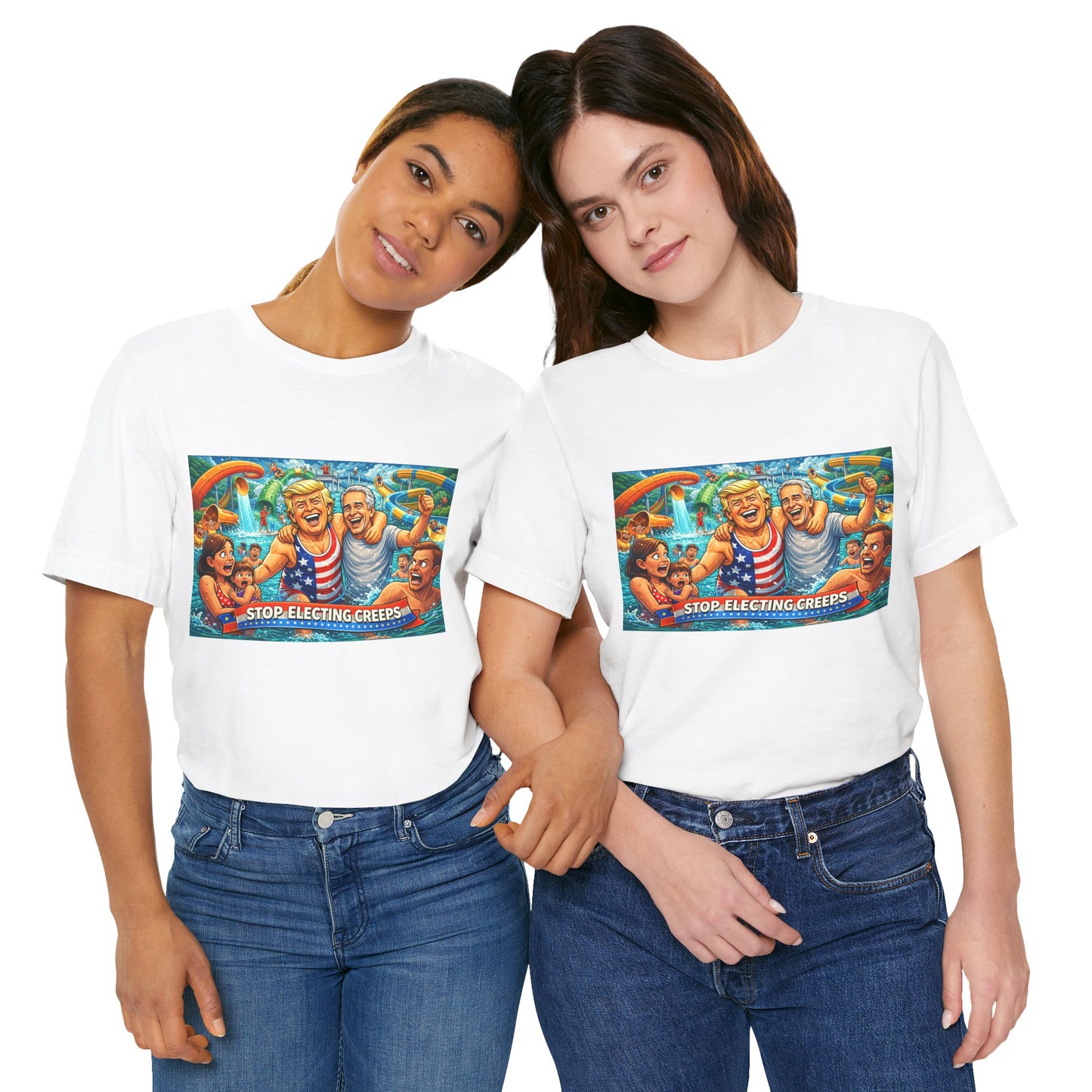 T‑Shirt — "Stop Fleecing Creeps" Beach Party Graphic Tee