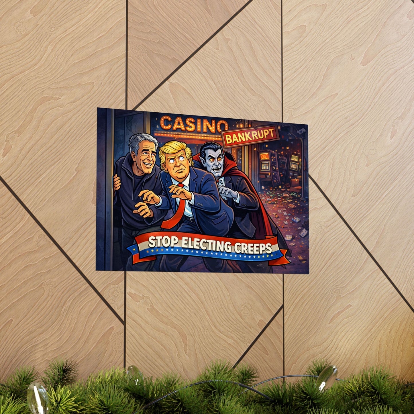 Matte Horizontal Poster — “Stop Electing Creeps” Political Satire Art