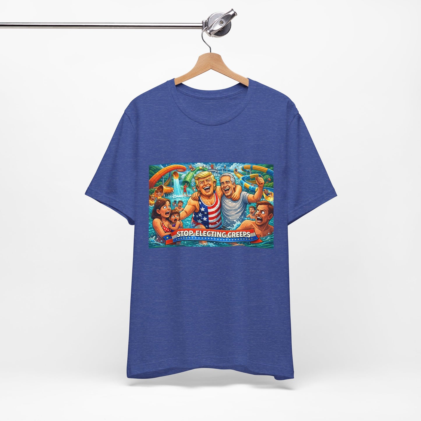 T‑Shirt — "Stop Fleecing Creeps" Beach Party Graphic Tee