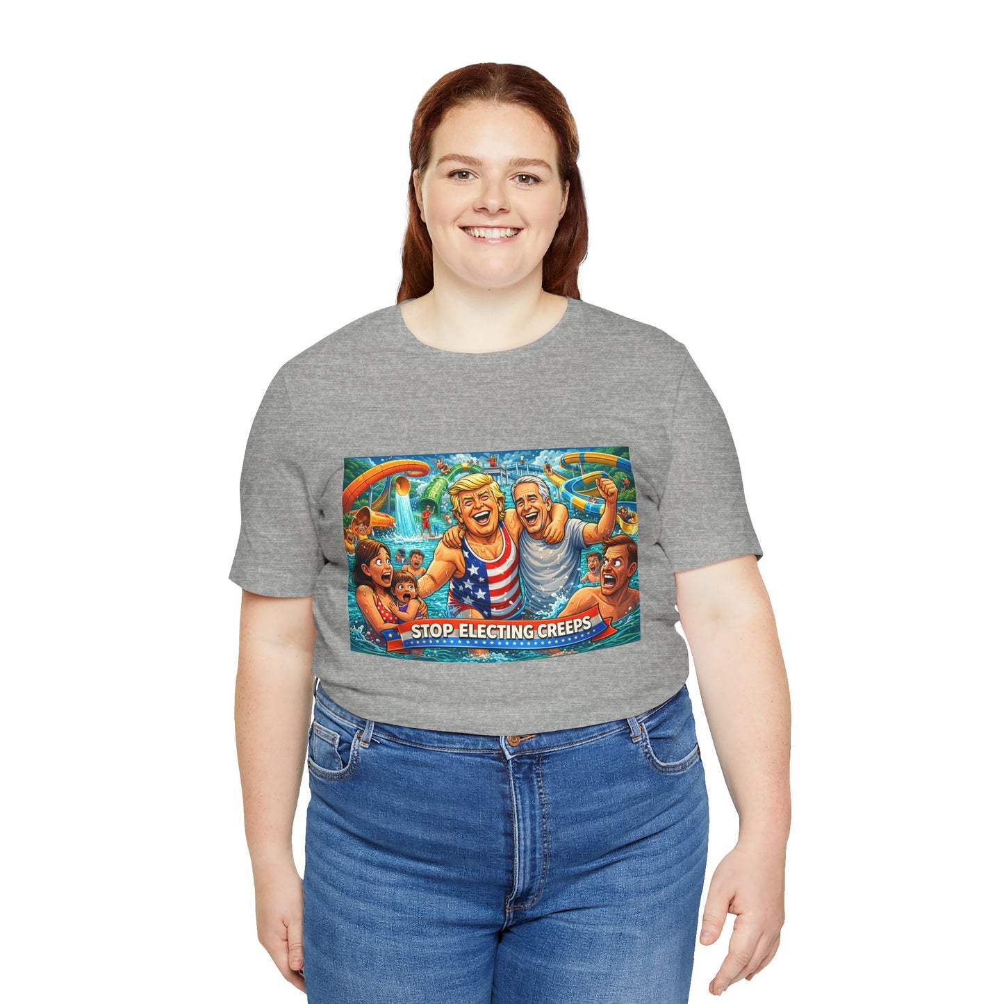 T‑Shirt — "Stop Fleecing Creeps" Beach Party Graphic Tee
