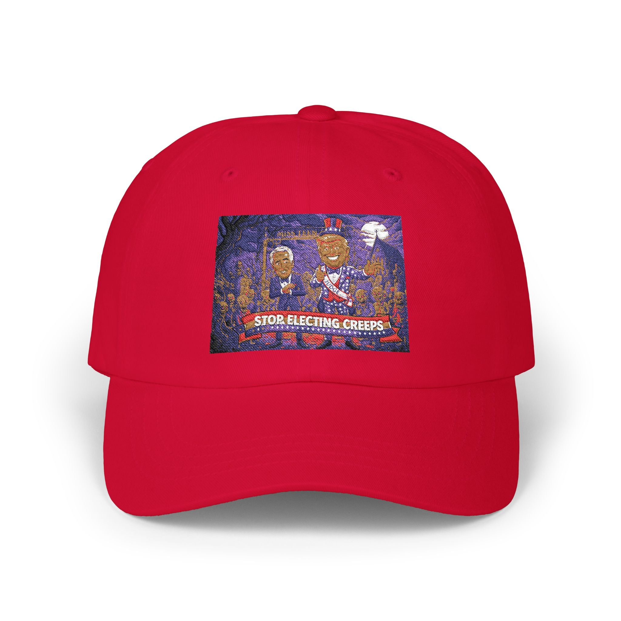 Classic Dad Cap — Retro Cartoon 'Stop Electing Creeps' Embroidered Baseball Hat