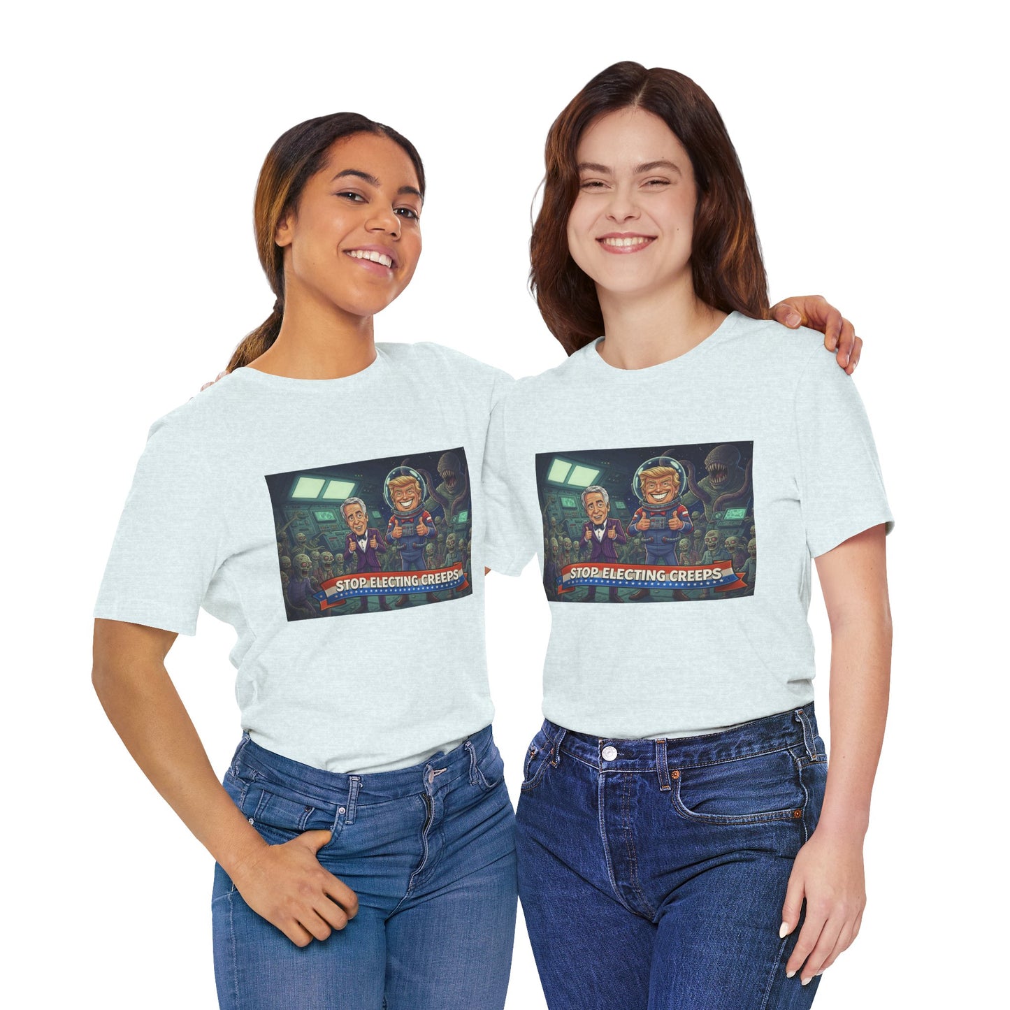 Political Satire Tee — “Stop Electing Creeps” Graphic Shirt