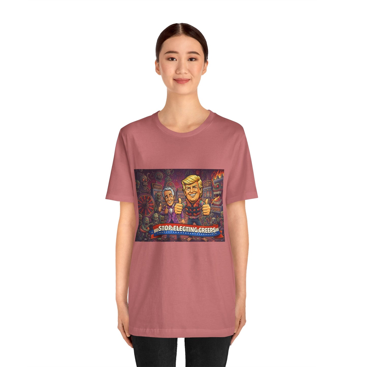 Political Satire Tee — "Stop Electing Creeps" Graphic Shirt