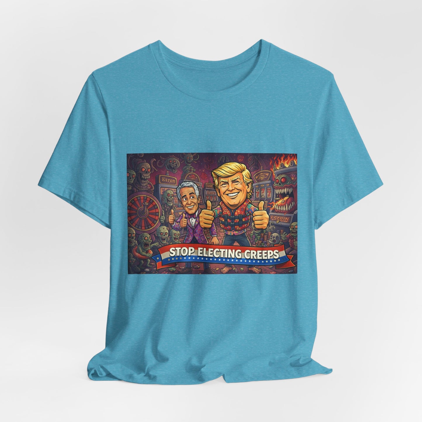 Political Satire Tee — "Stop Electing Creeps" Graphic Shirt