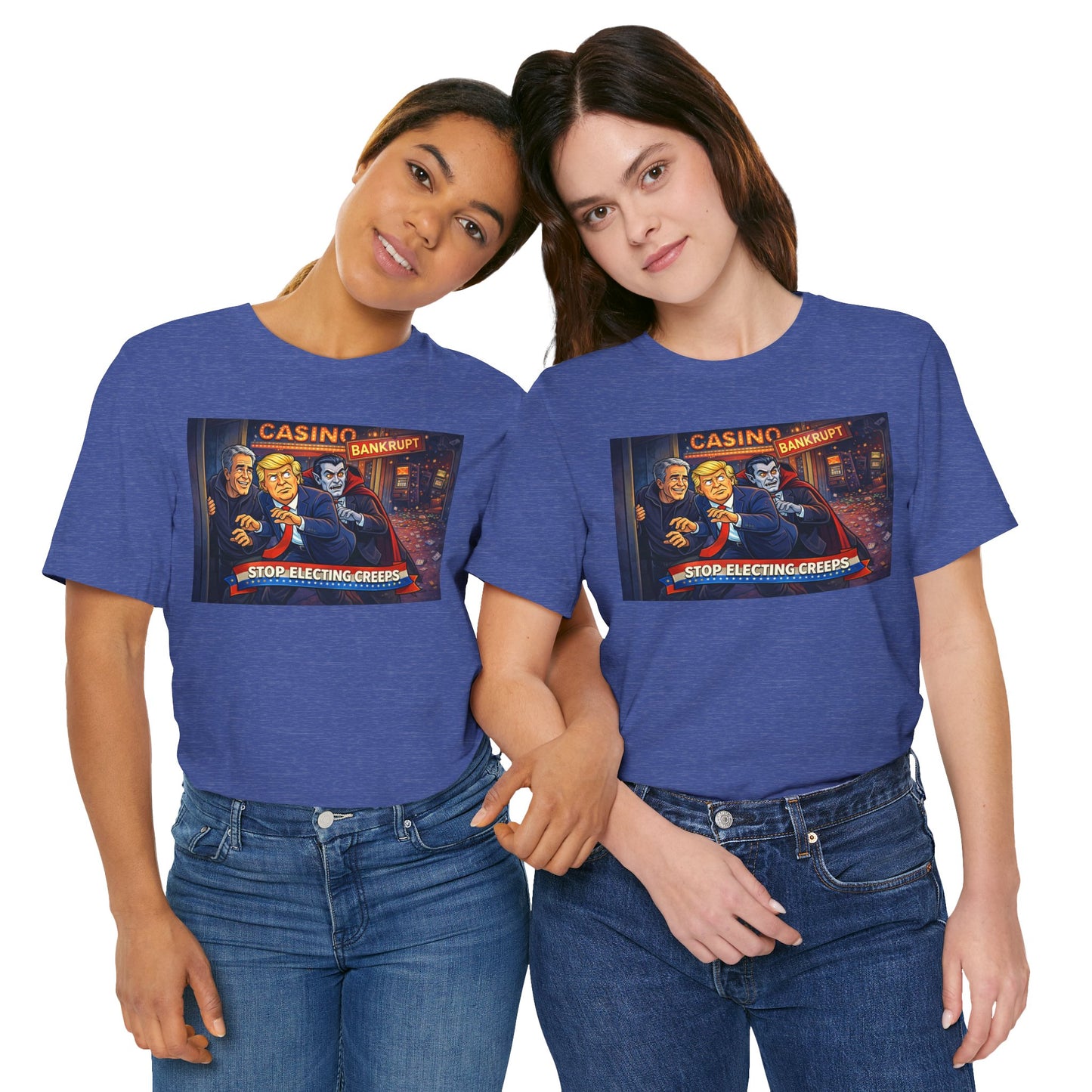 Casino Bankrupt Graphic Tee — "Stop Electing Creeps" Political Satire T‑Shirt