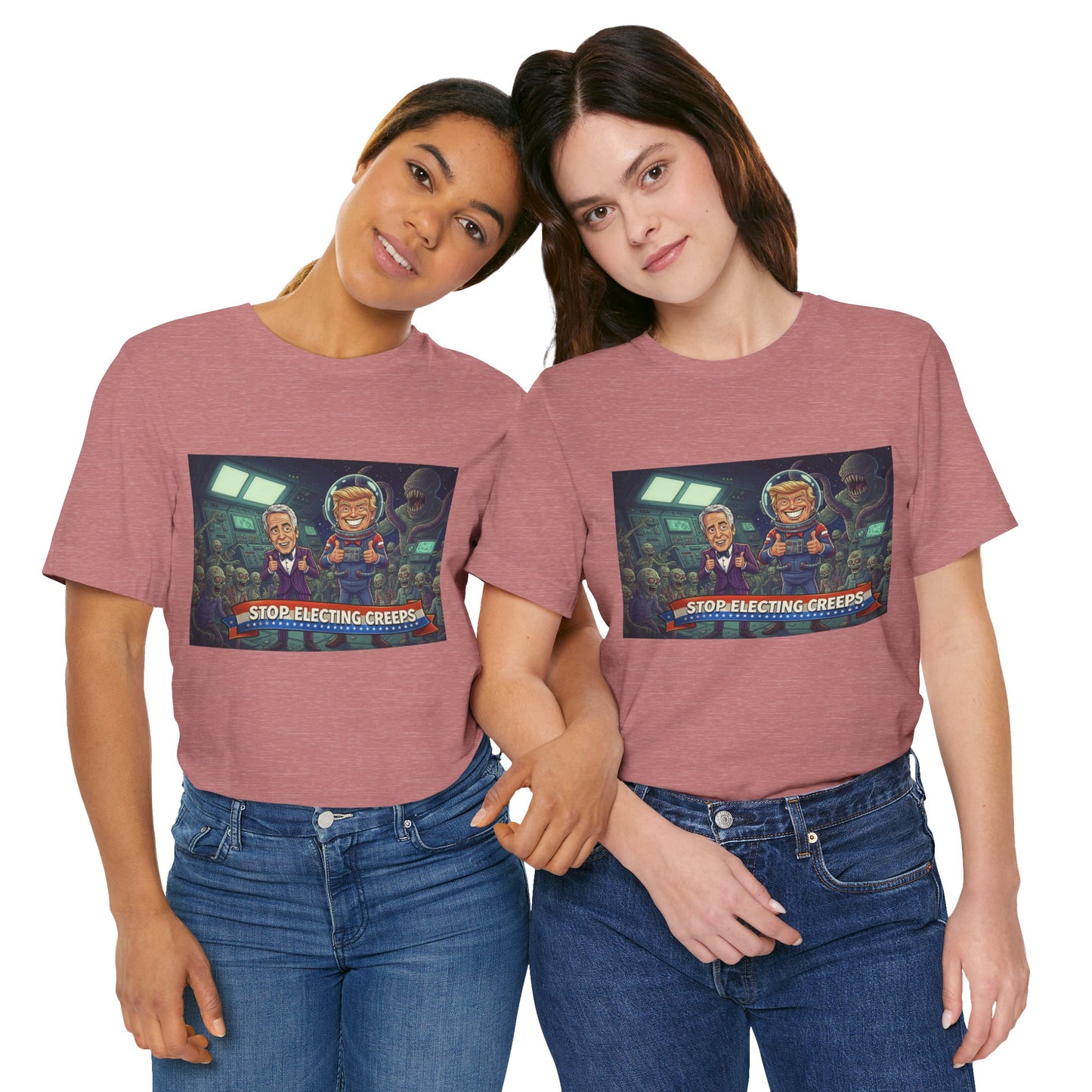 Political Satire Tee — “Stop Electing Creeps” Graphic Shirt