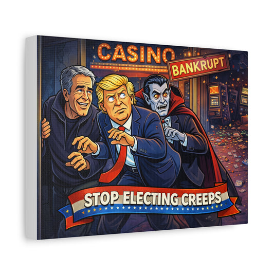 Matte Canvas Wall Art — “Stop Electing Creeps” Political Satire