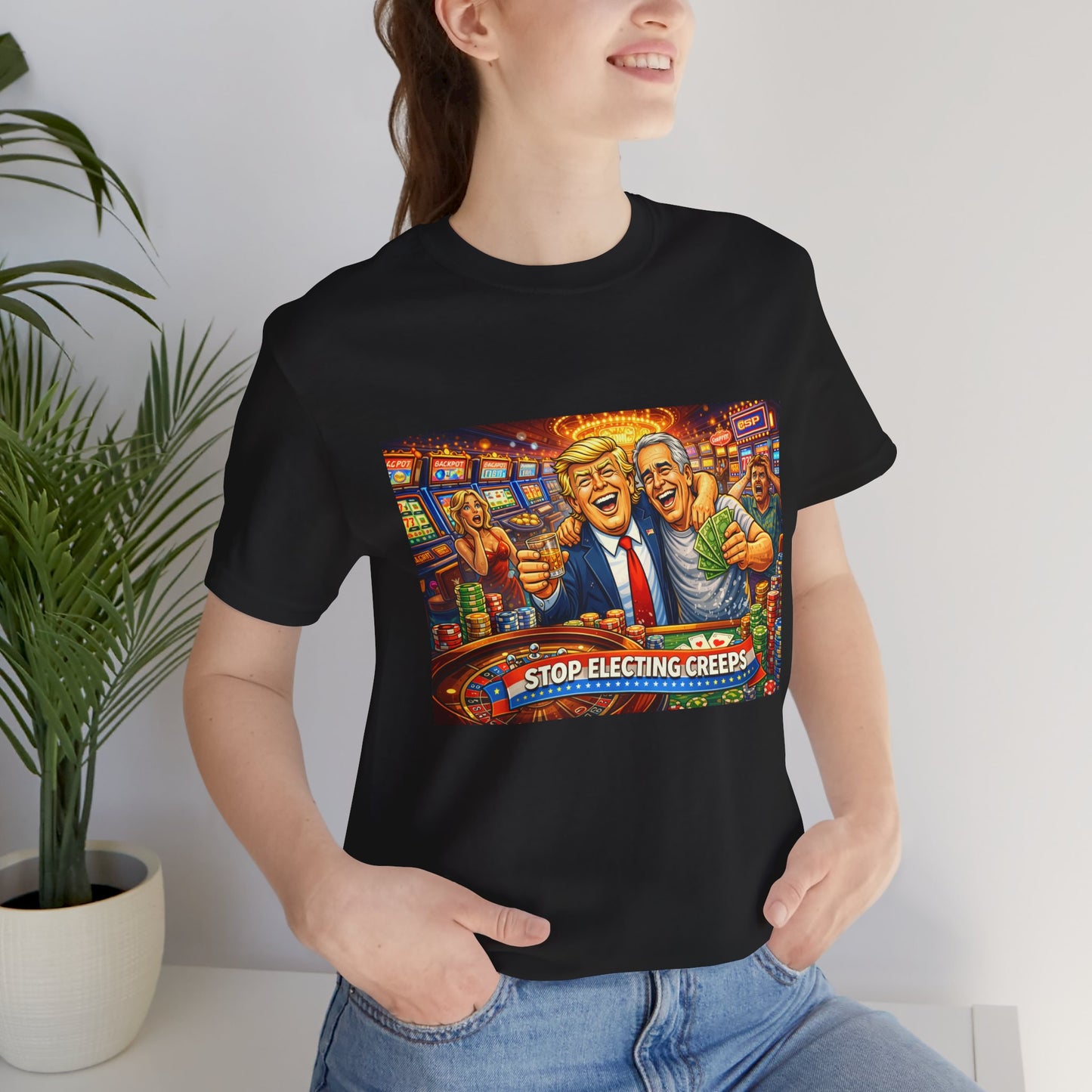 Stop Electing Creeps Graphic Tee — Political Satire T‑Shirt