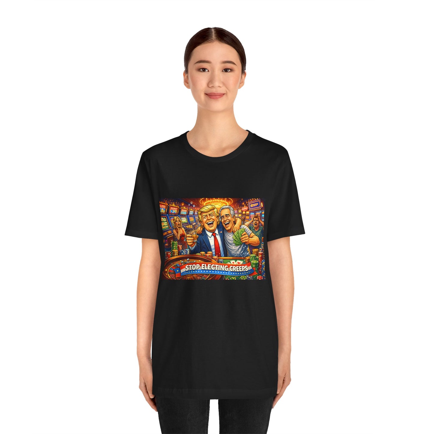 Stop Electing Creeps Graphic Tee — Political Satire T‑Shirt