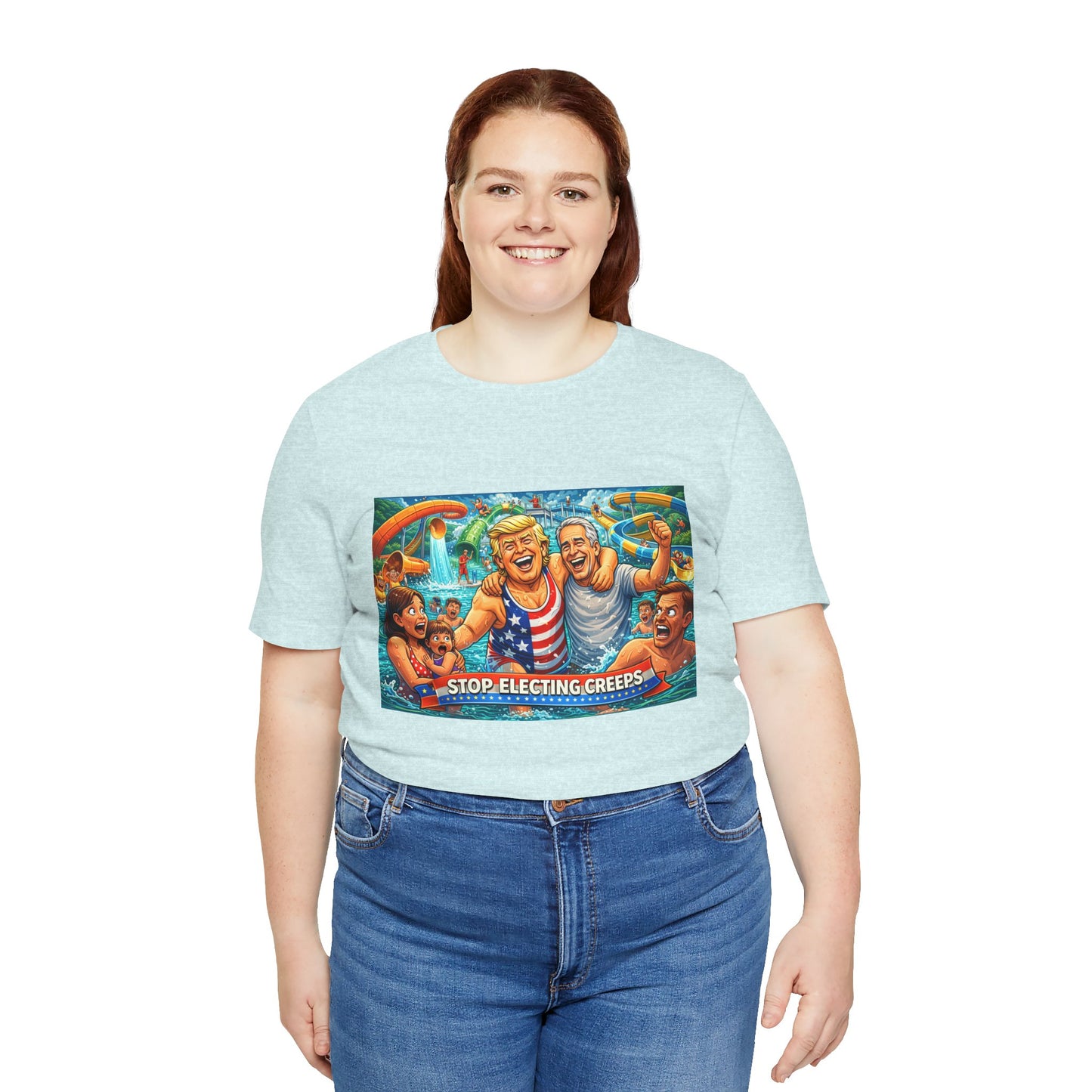 T‑Shirt — "Stop Fleecing Creeps" Beach Party Graphic Tee