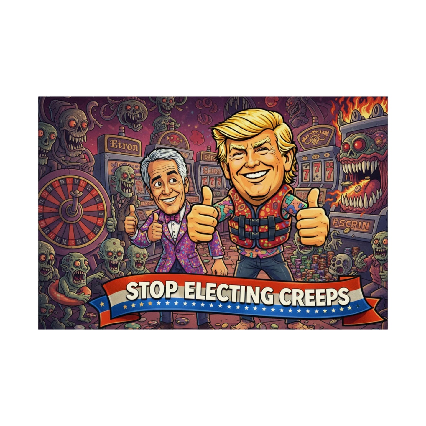 Matte Horizontal Poster — "Stop Electing Creeps" Political Satire Art Print
