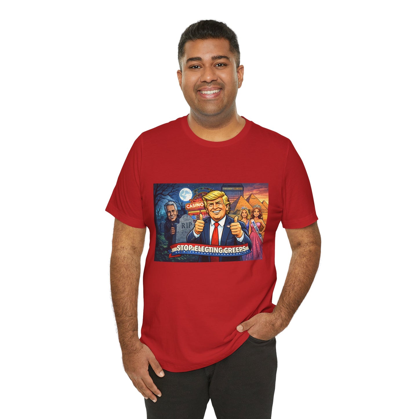 Stop Electing Creeps Tee — Satirical Political Graphic T‑Shirt