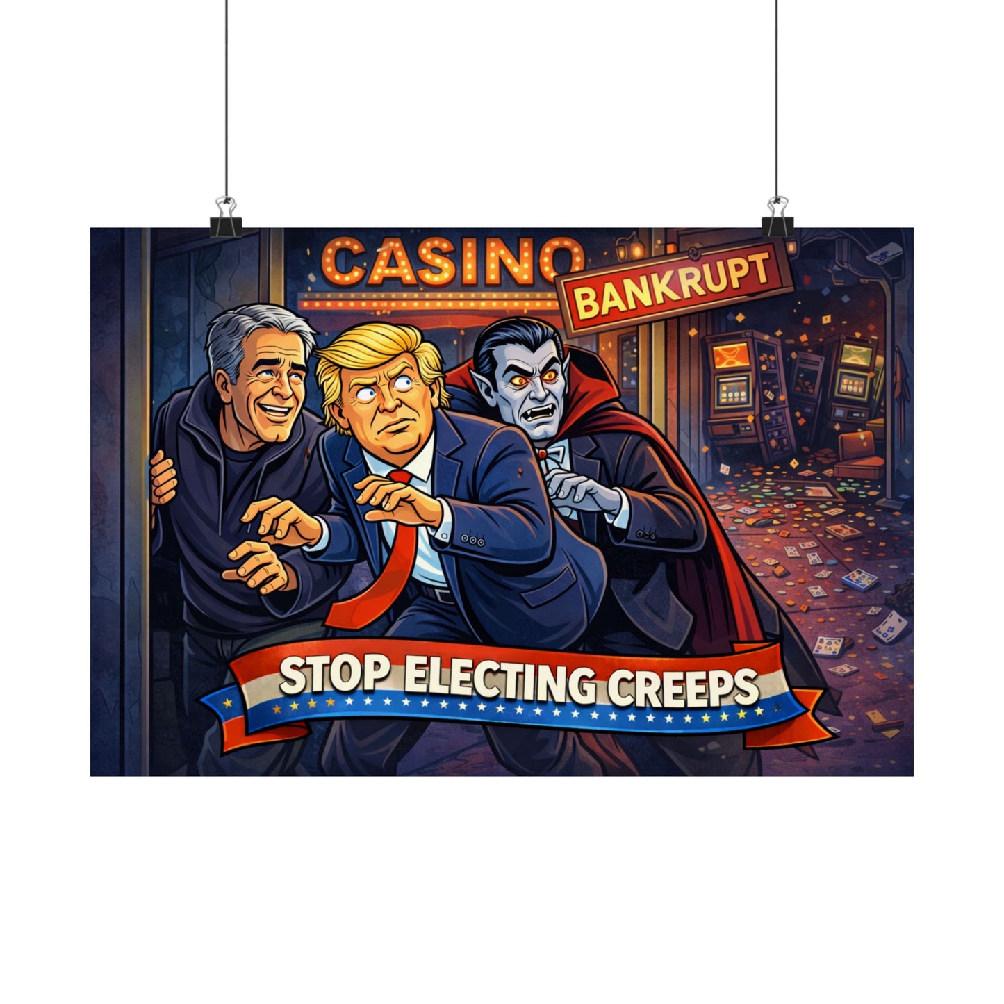 Matte Horizontal Poster — “Stop Electing Creeps” Political Satire Art