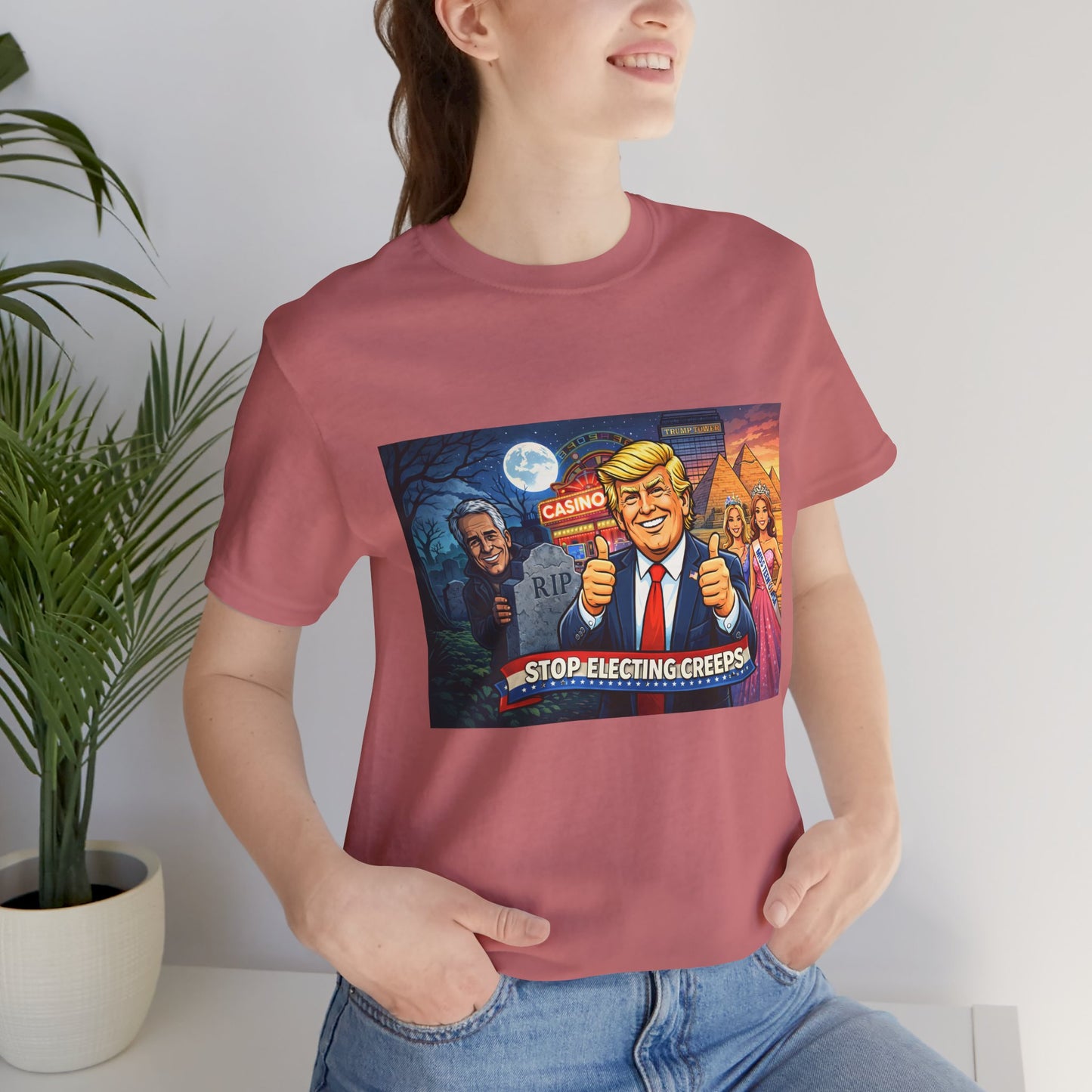 Stop Electing Creeps Tee — Satirical Political Graphic T‑Shirt