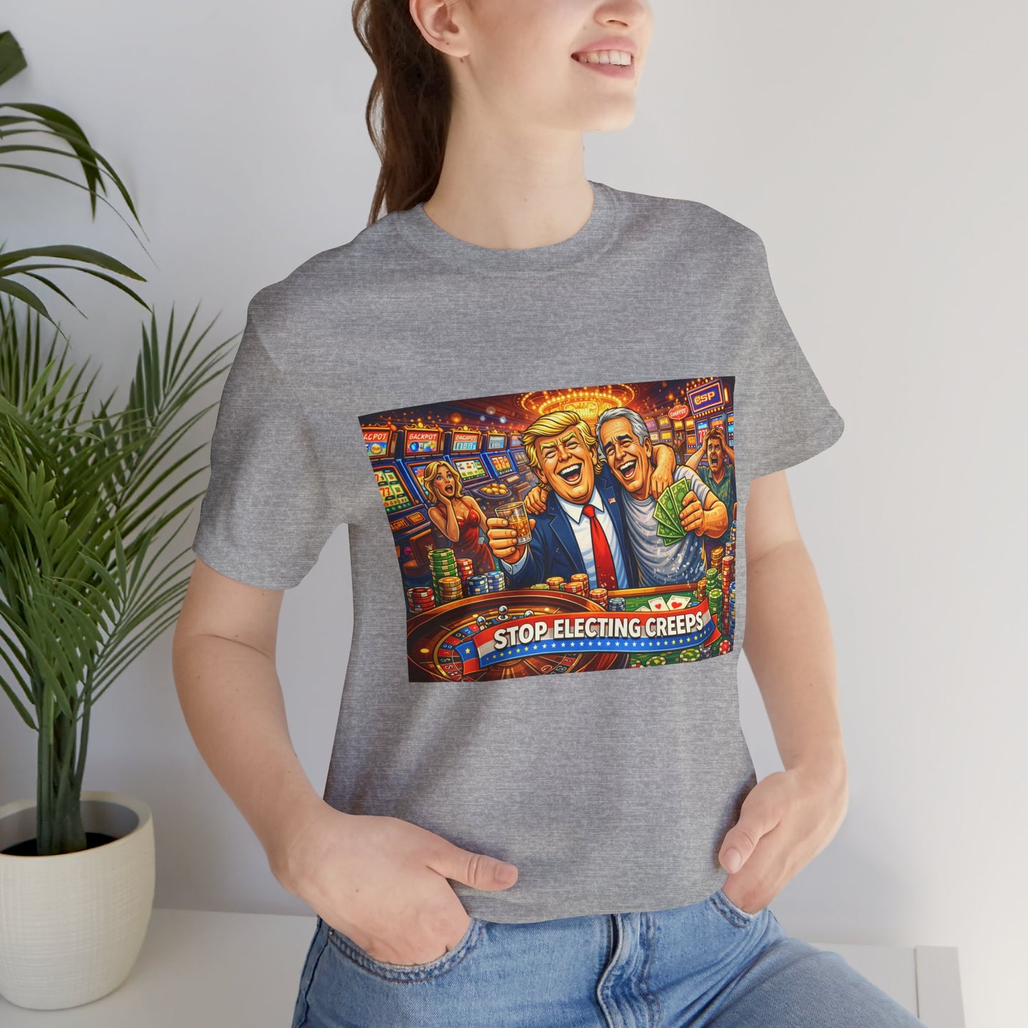 Stop Electing Creeps Graphic Tee — Political Satire T‑Shirt