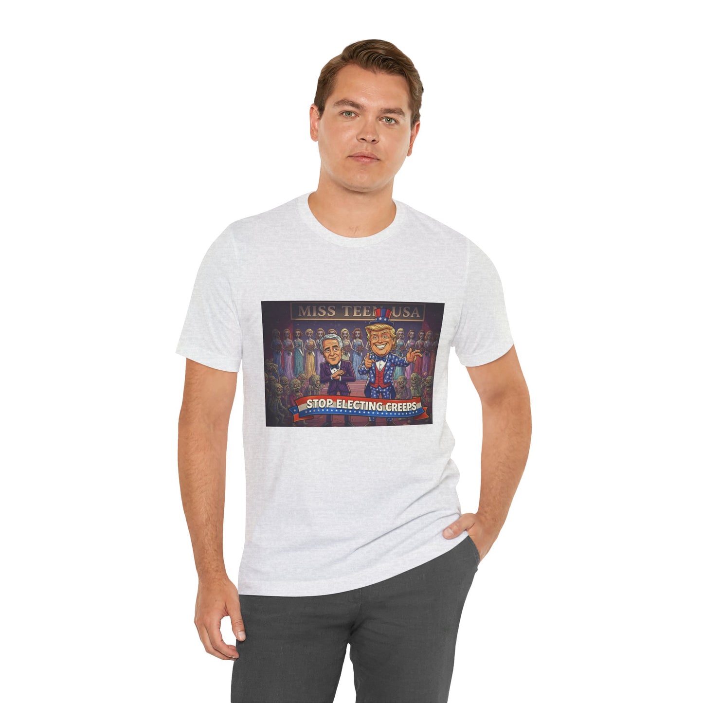 Political Satire Tee – "Stop Electing Creeps" Graphic Shirt