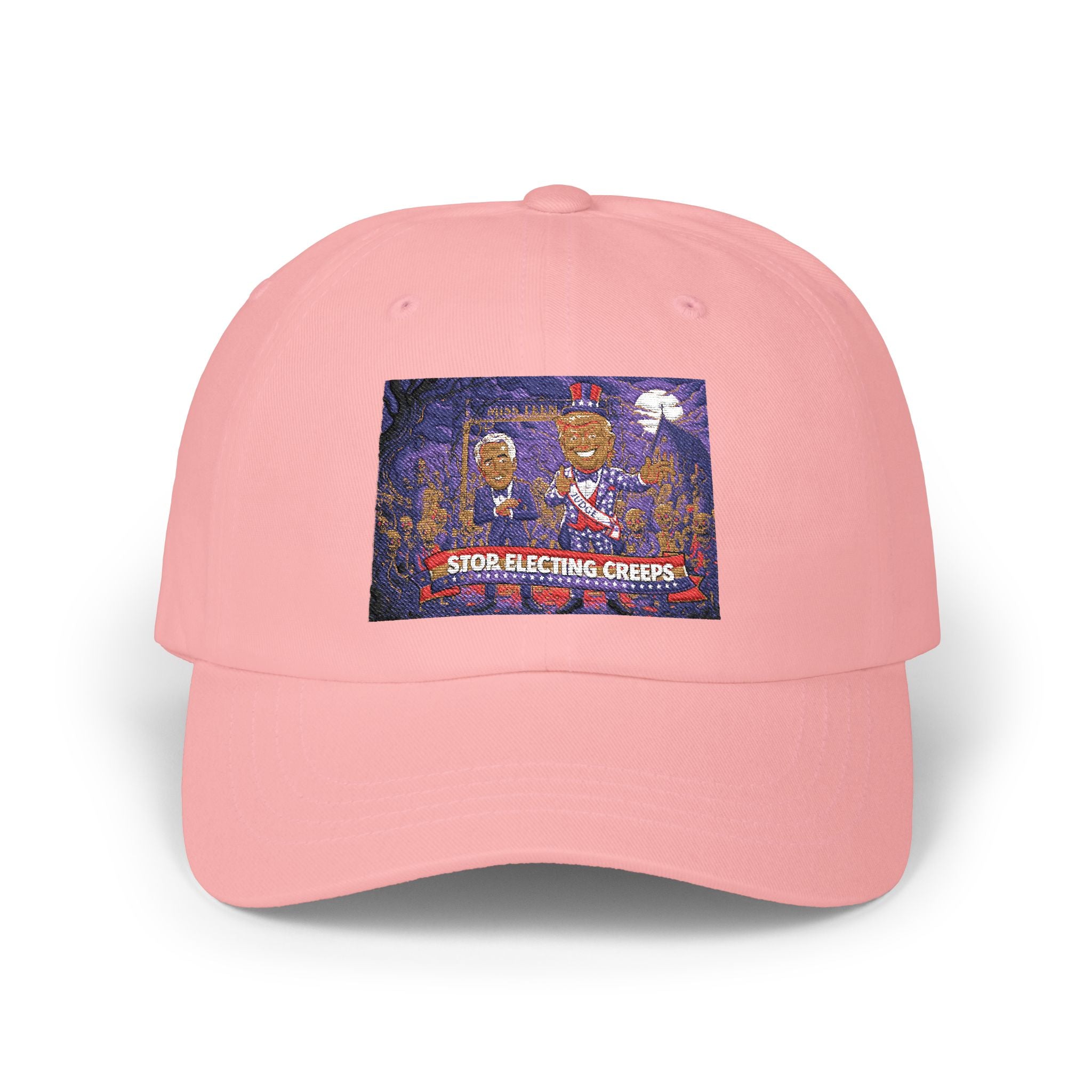 Classic Dad Cap — Retro Cartoon 'Stop Electing Creeps' Embroidered Baseball Hat