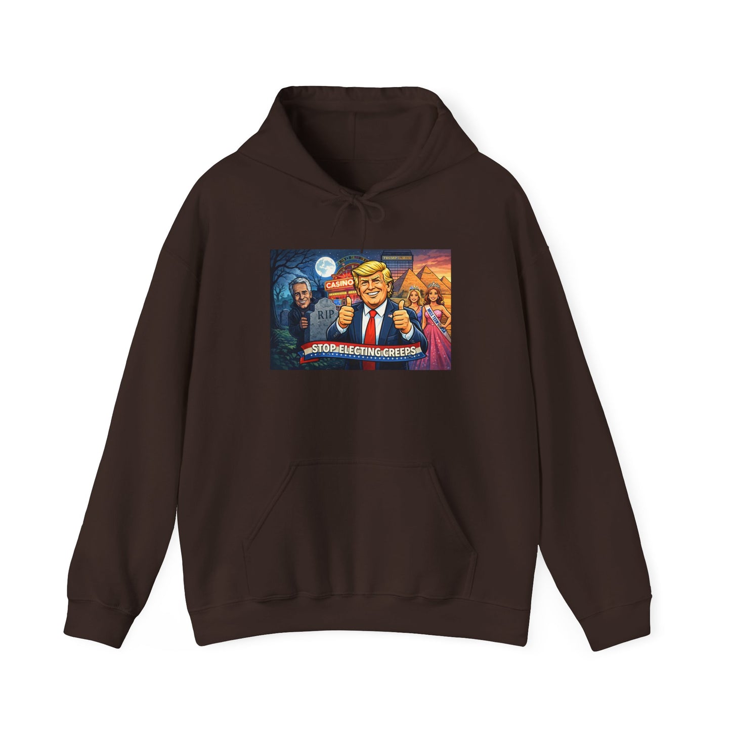 Political Hoodie — 'Make America Grateful' Cartoon Trump & Supporters Graphic Hoodie