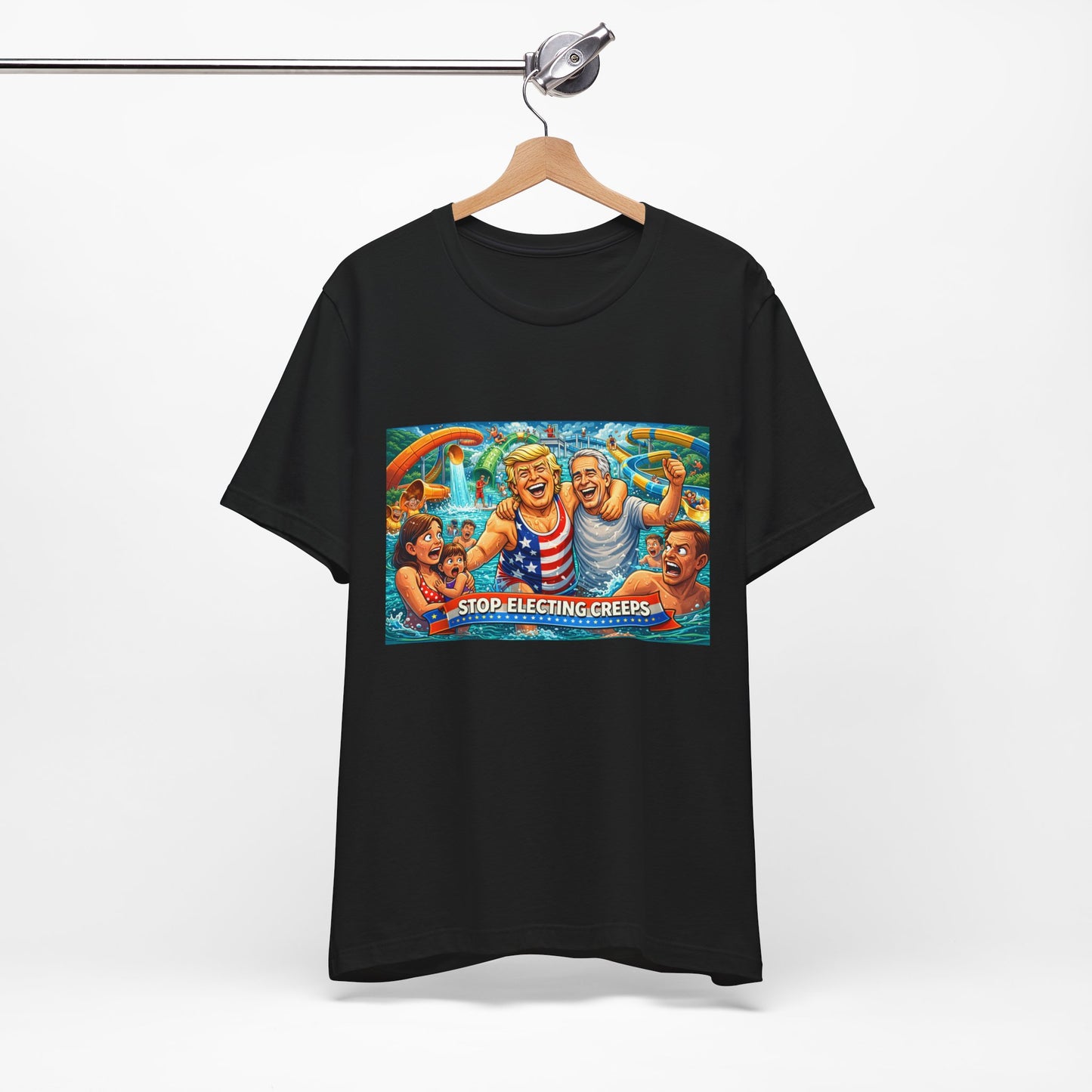 T‑Shirt — "Stop Fleecing Creeps" Beach Party Graphic Tee