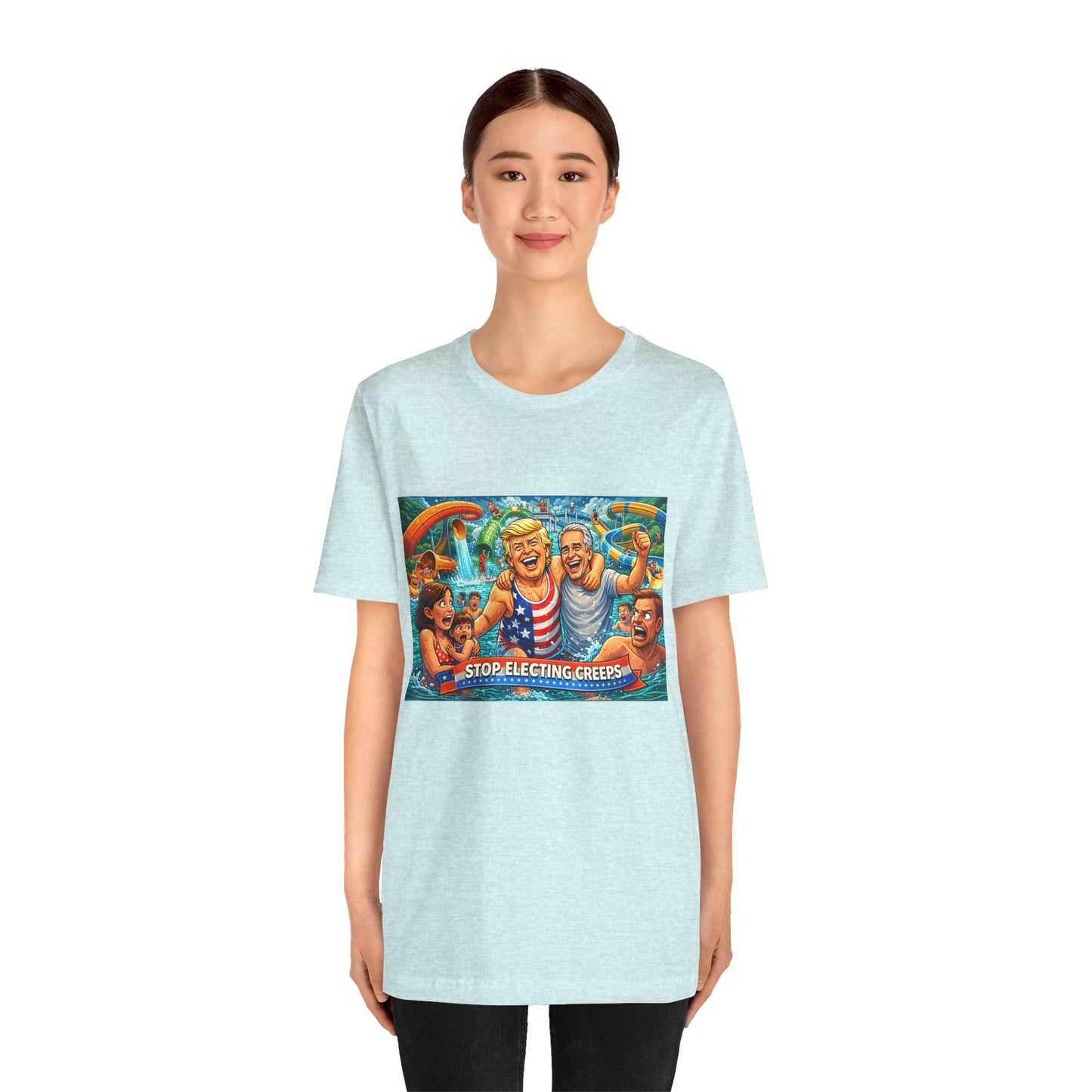 T‑Shirt — "Stop Fleecing Creeps" Beach Party Graphic Tee