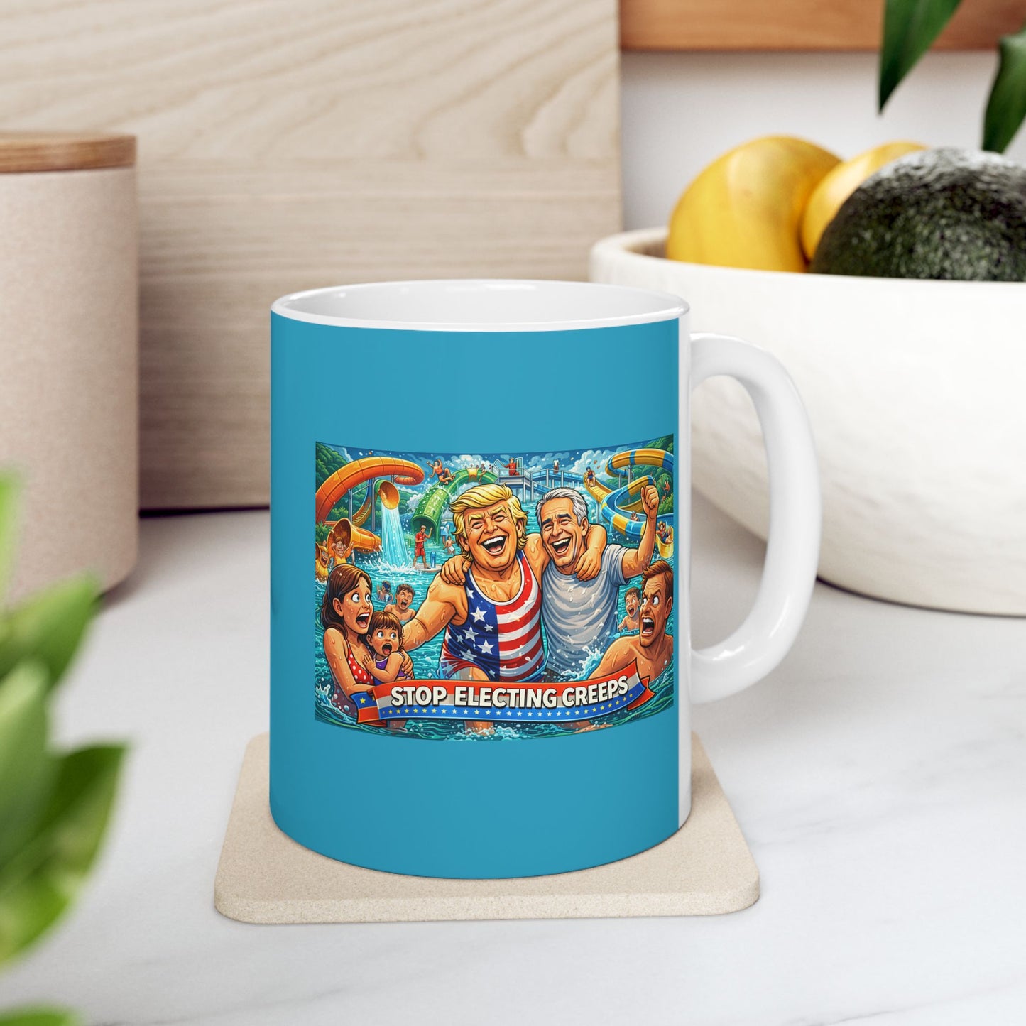 Beach Day Ceramic Mug — Retro Surfing Cartoon Design (11oz & 15oz)