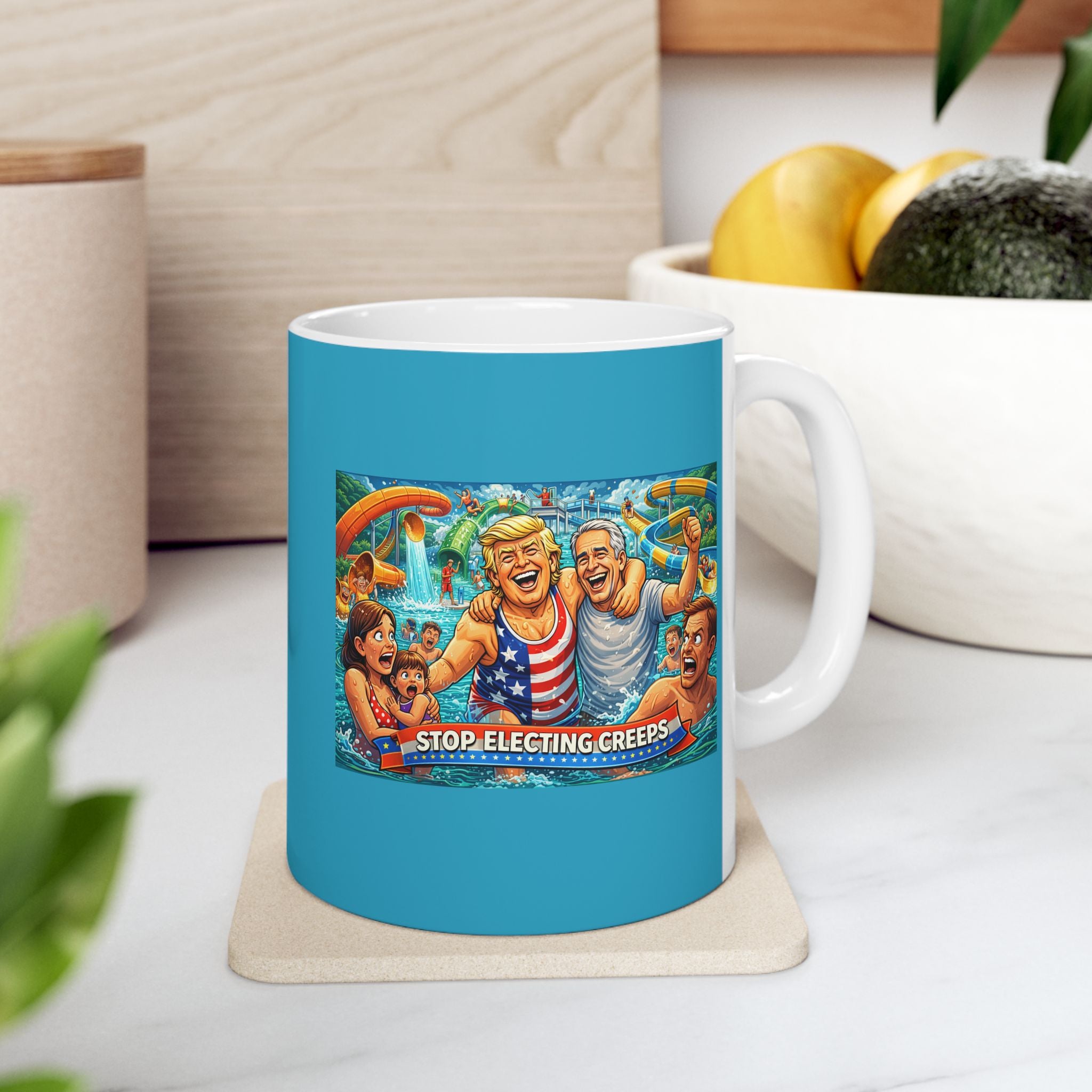 Beach Day Ceramic Mug — Retro Surfing Cartoon Design (11oz & 15oz)